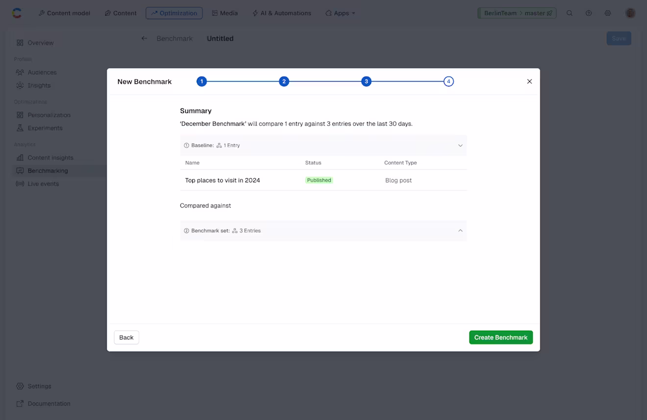 Analytics: Benchmarking summary