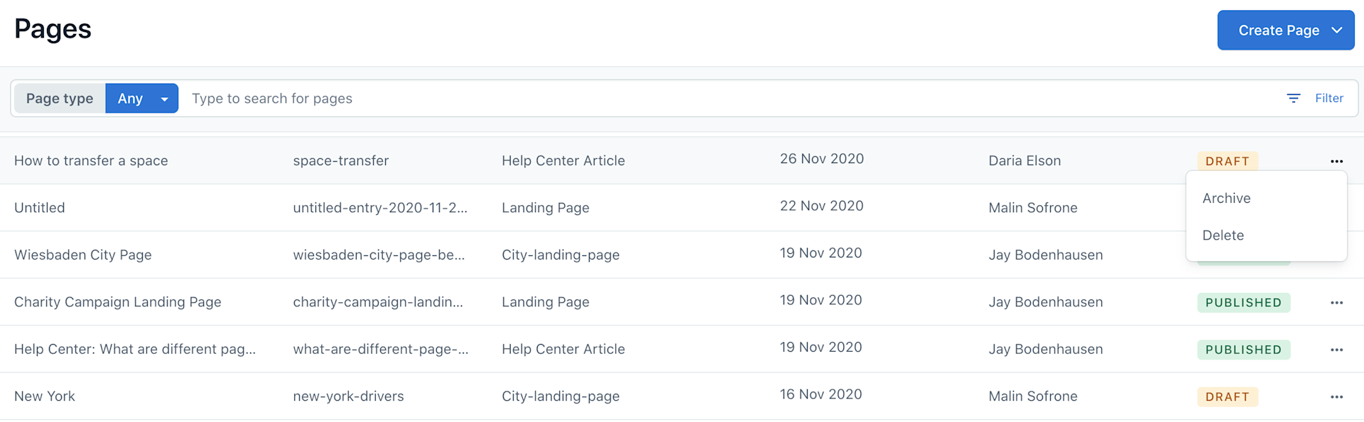 Compose Manage pages 301