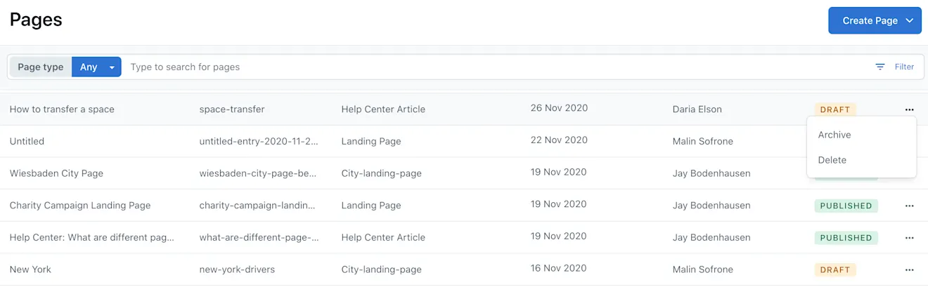 Compose Manage pages 301