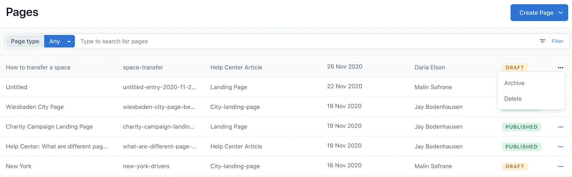 Compose Manage pages 301