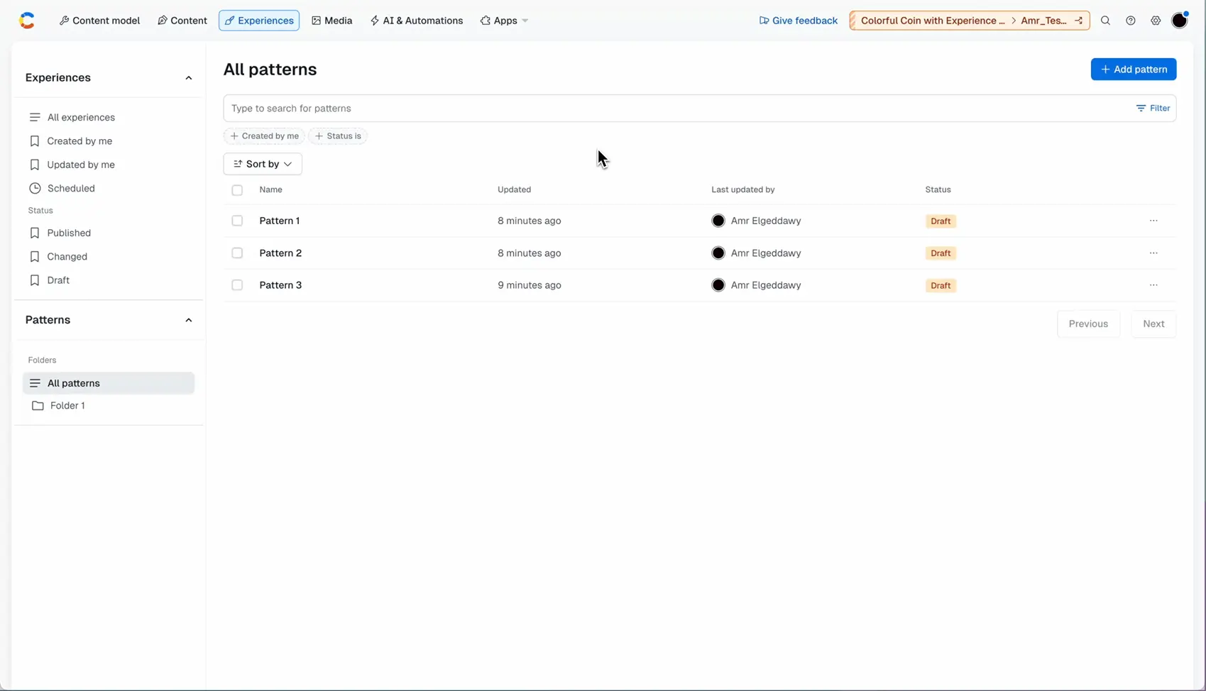 Studio: Move patterns into folders