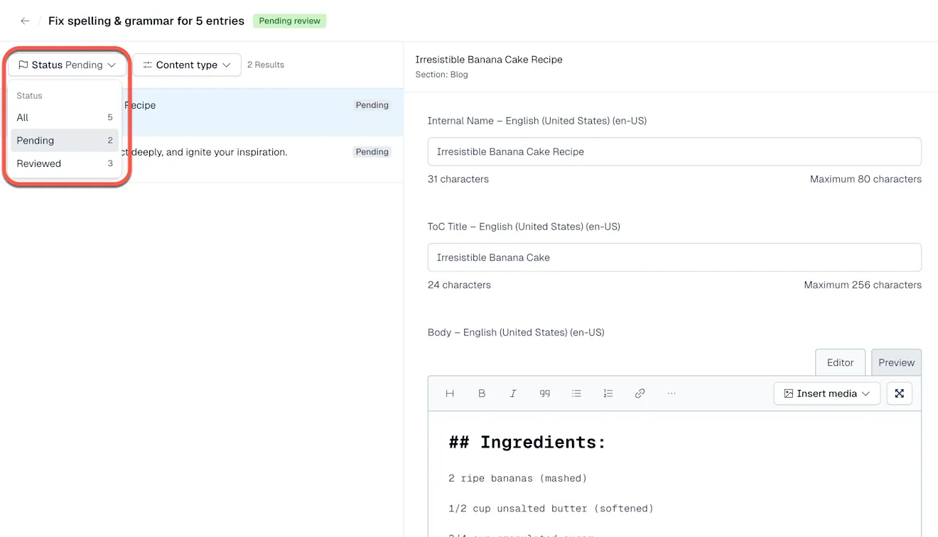 Lefthand bar AI suggestions. 