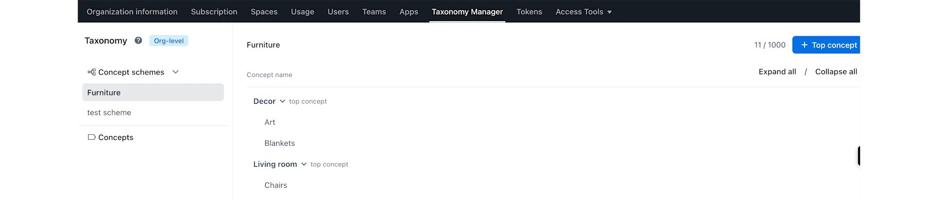 Taxonomy concept schemes