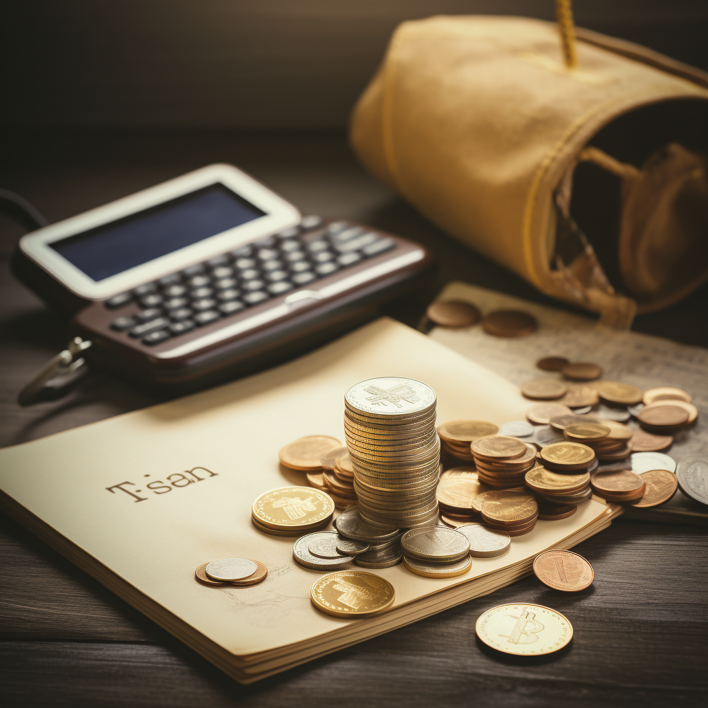 Portfolio and coins symbolizing investing and plan