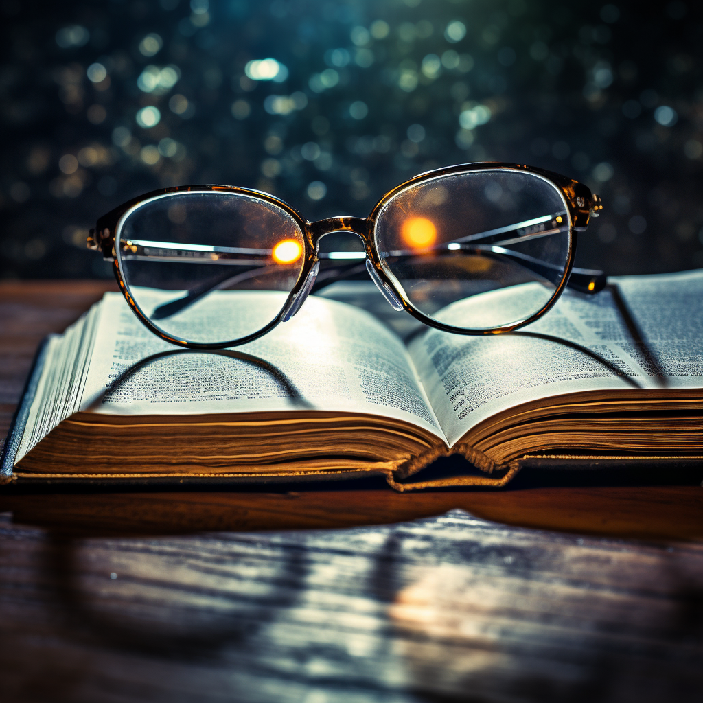 A book on finance and glasses symbolizing science