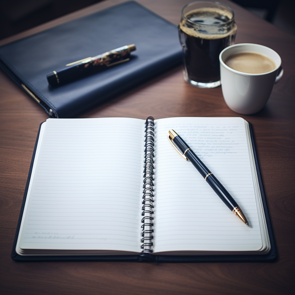 A budget notebook and pen symbolizing the creation