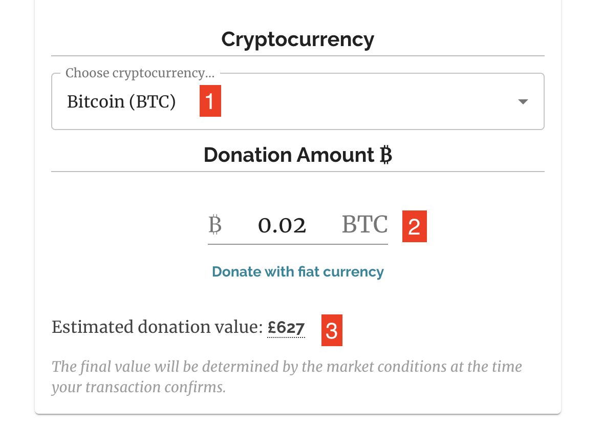 Crypto Donation Flow - Crypto Donation Data Entry