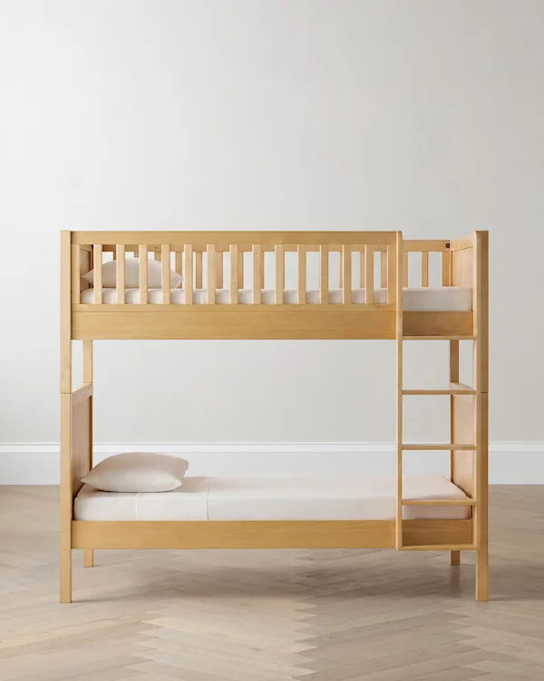 Natural Wood Twin over Twin Convertible Bunk Bed