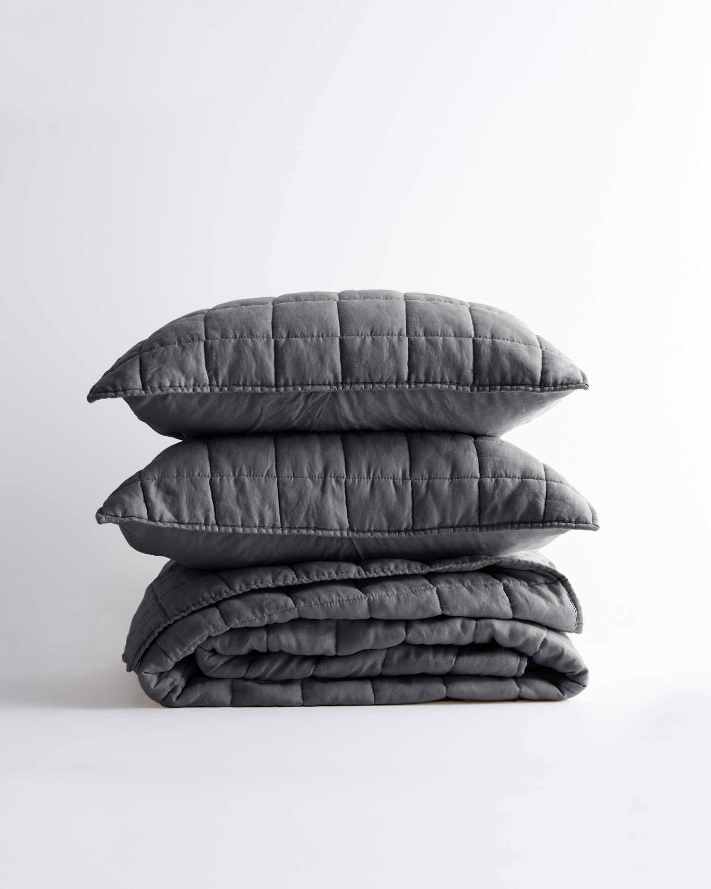 Linen Quilt Set - Charcoal