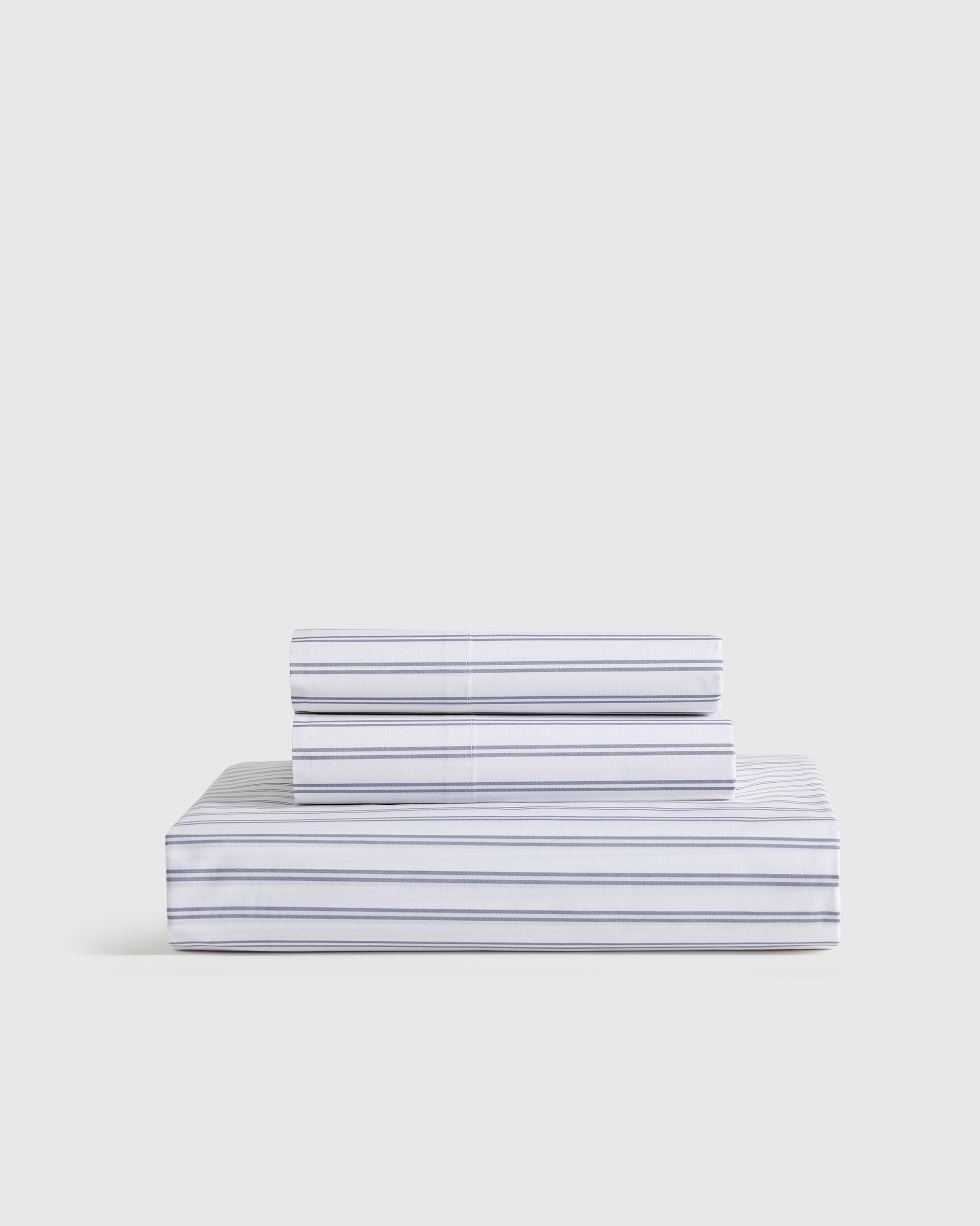 Organic Crisp Percale Double Stripe Fitted Sheet Set (Twin) by Quince