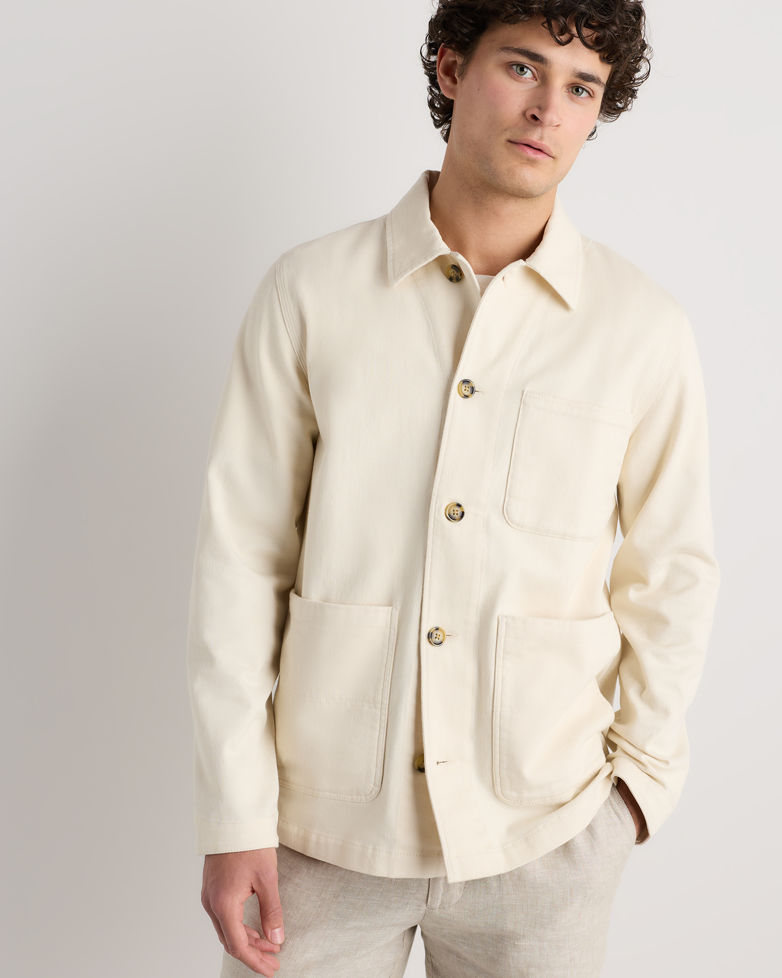 Organic Stretch Chore Jacket in Military Olive