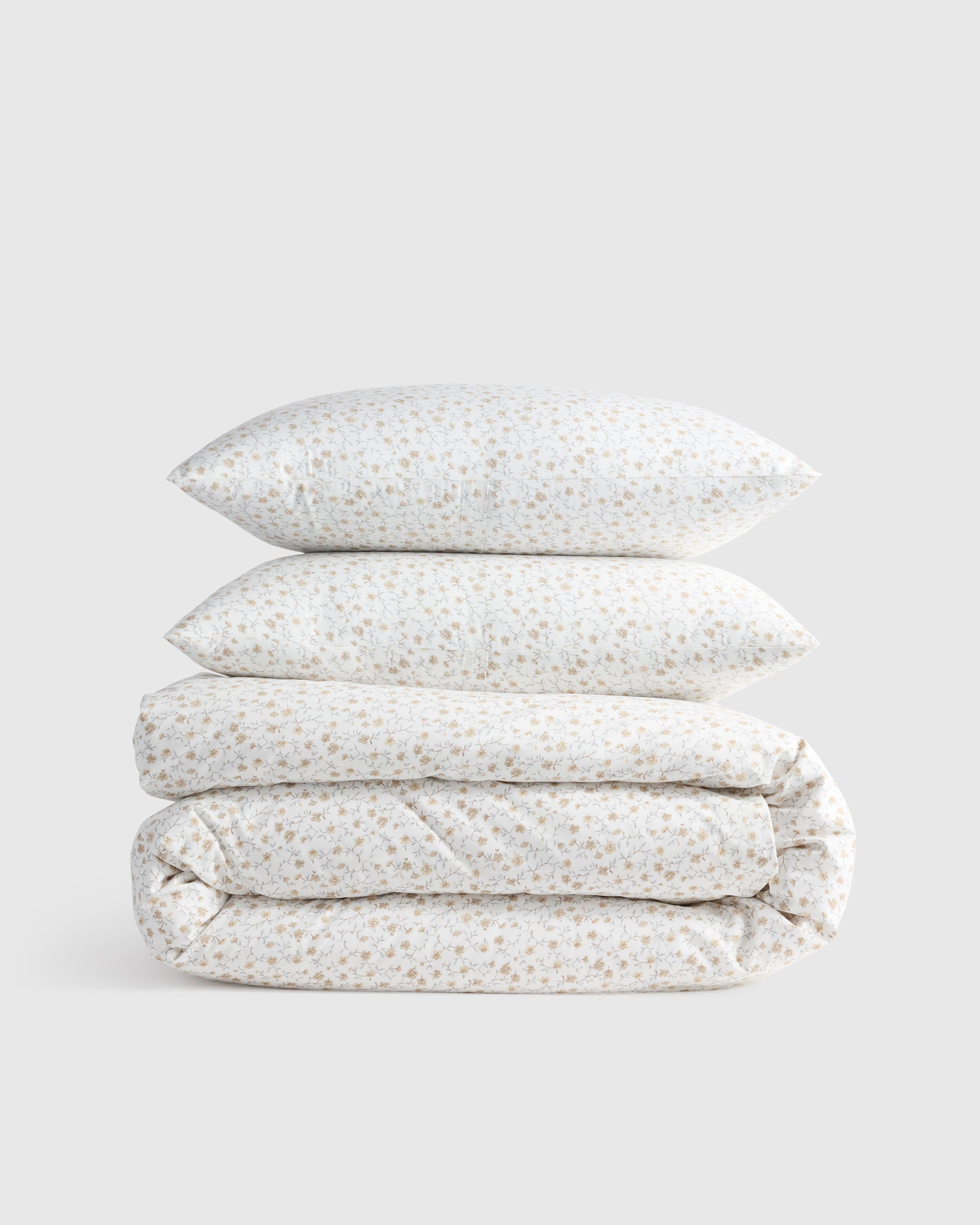 Classic Organic Percale Floral Duvet Cover Set in Blue Florette