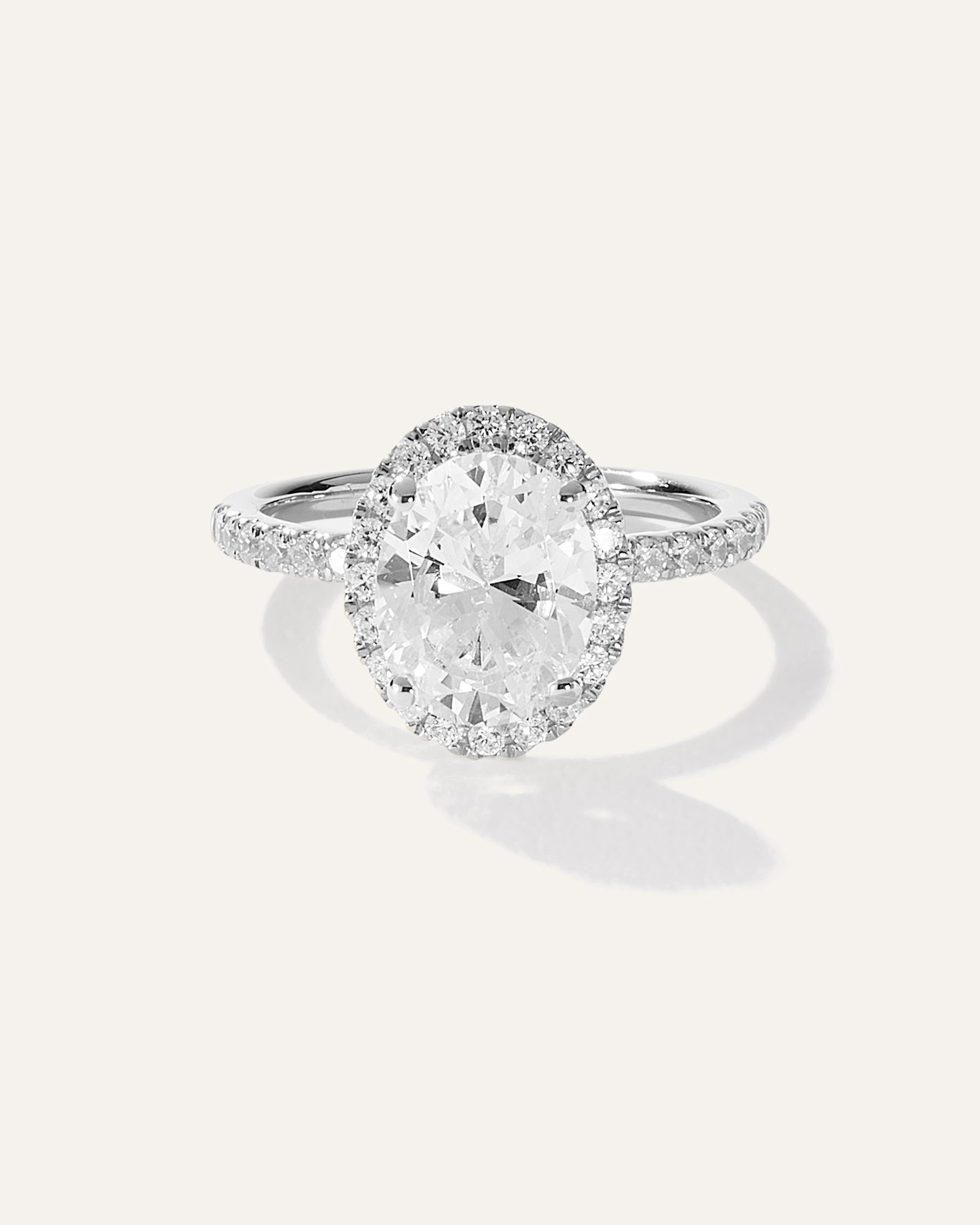 Lab Grown Diamond Oval Halo Pave Engagement Ring - 2ct