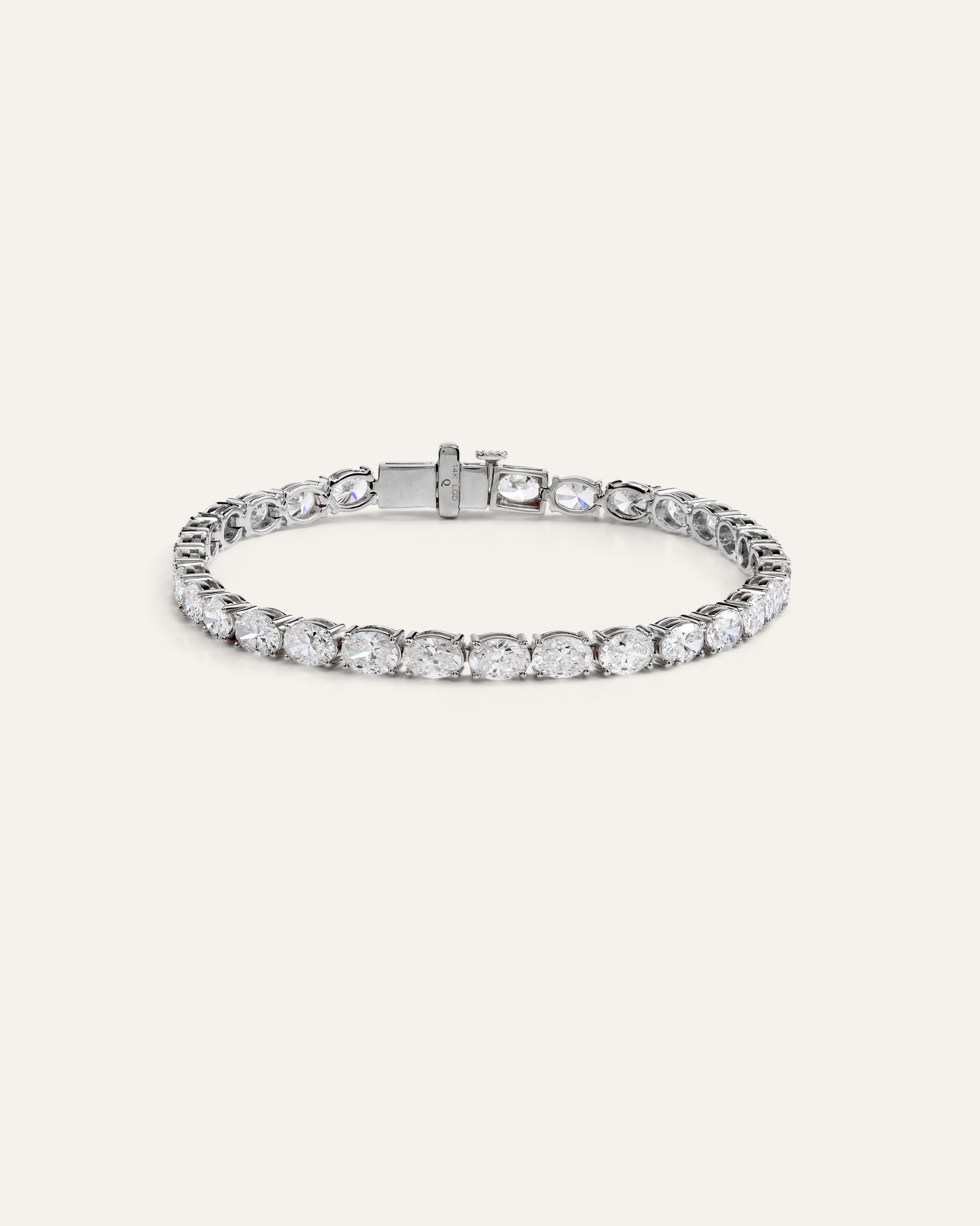 14K Gold Lab Grown Diamond East-West Oval Tennis Bracelet - 10ctw