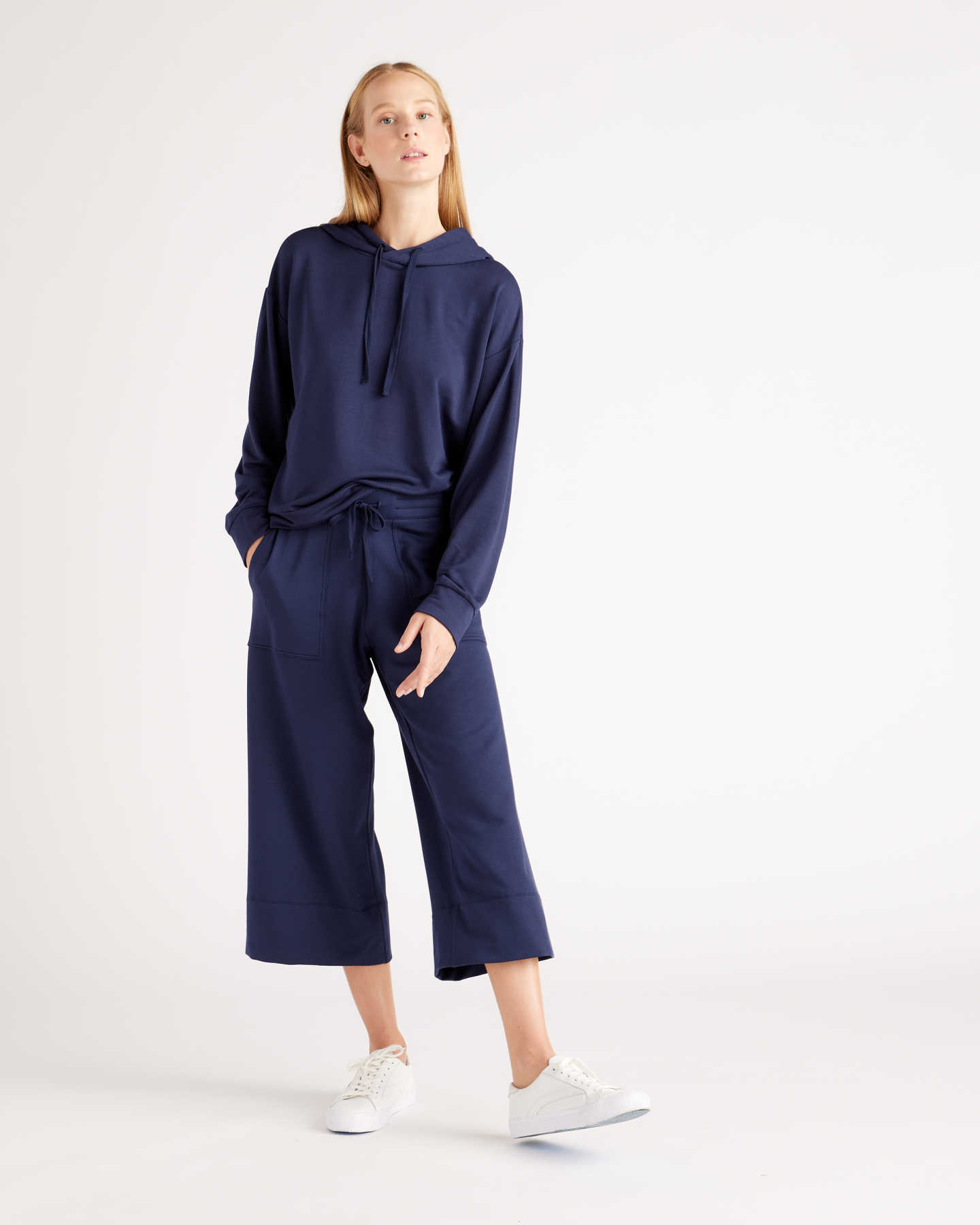 SuperSoft Fleece Wide Leg Pants - Navy - 3 - Thumbnail