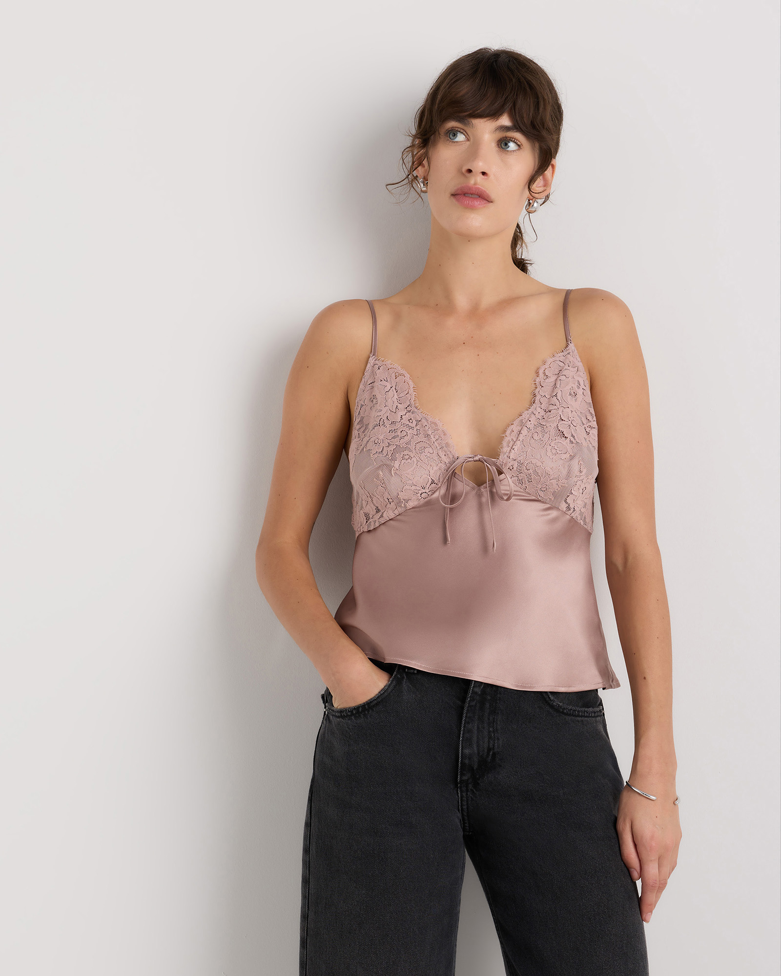 100% Washable Silk Lace Cutout Cami