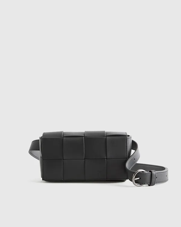 Italian Leather Handwoven Box Belt Bag