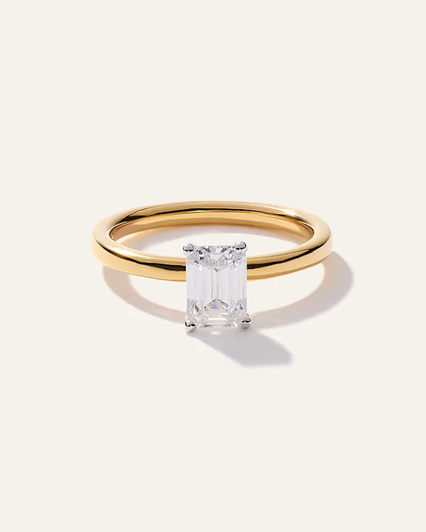 Lab Grown Diamond Emerald Comfort Fit Engagement Ring - 2.5ct