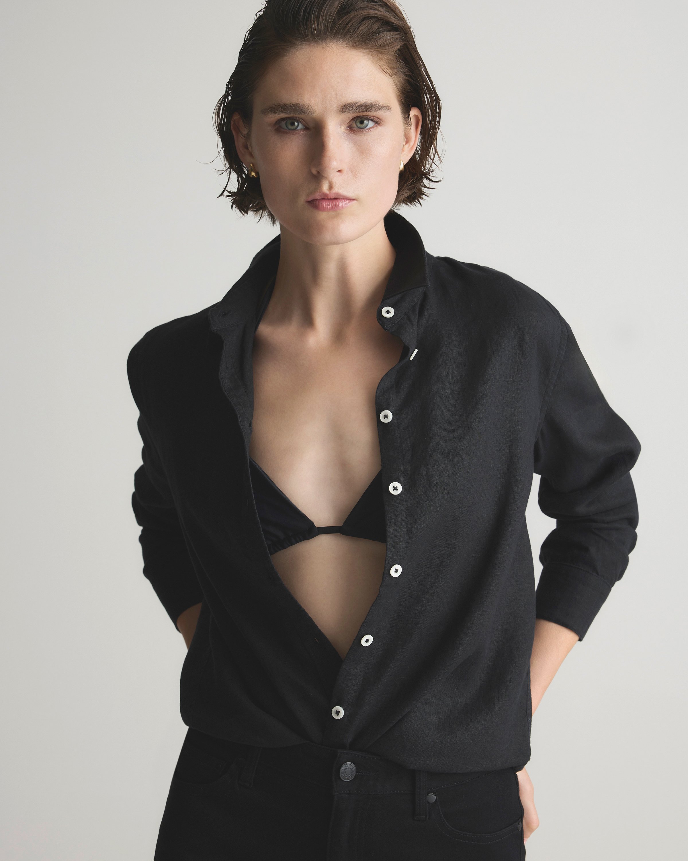 売れ筋商品|||イーブン アンド オド シャツ レディース トップス Button-down blouse - black 楽天市場】フロントアシメシャツ シャツ レディース トップス
