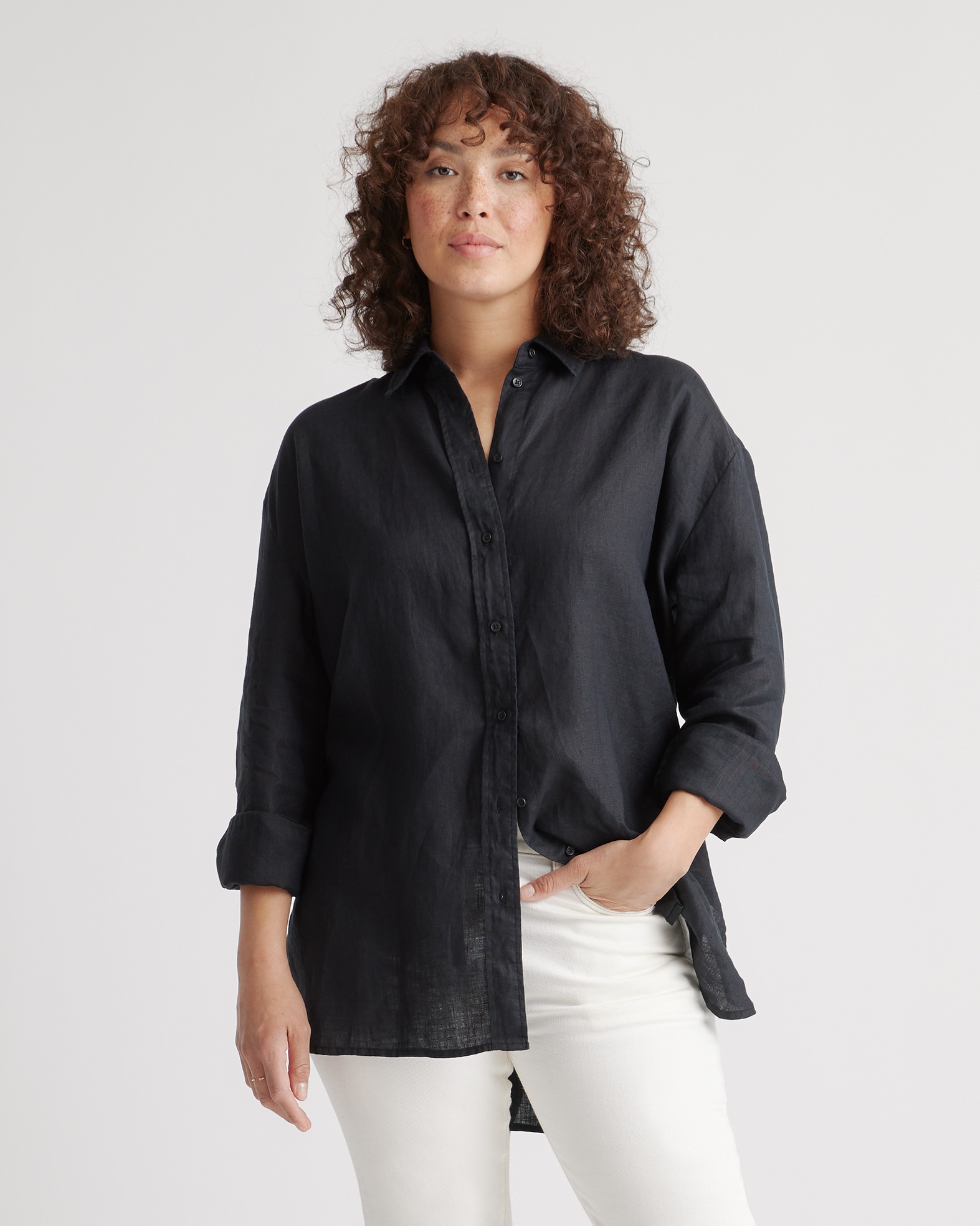 100% European Linen Long Sleeve Oversized Shirt