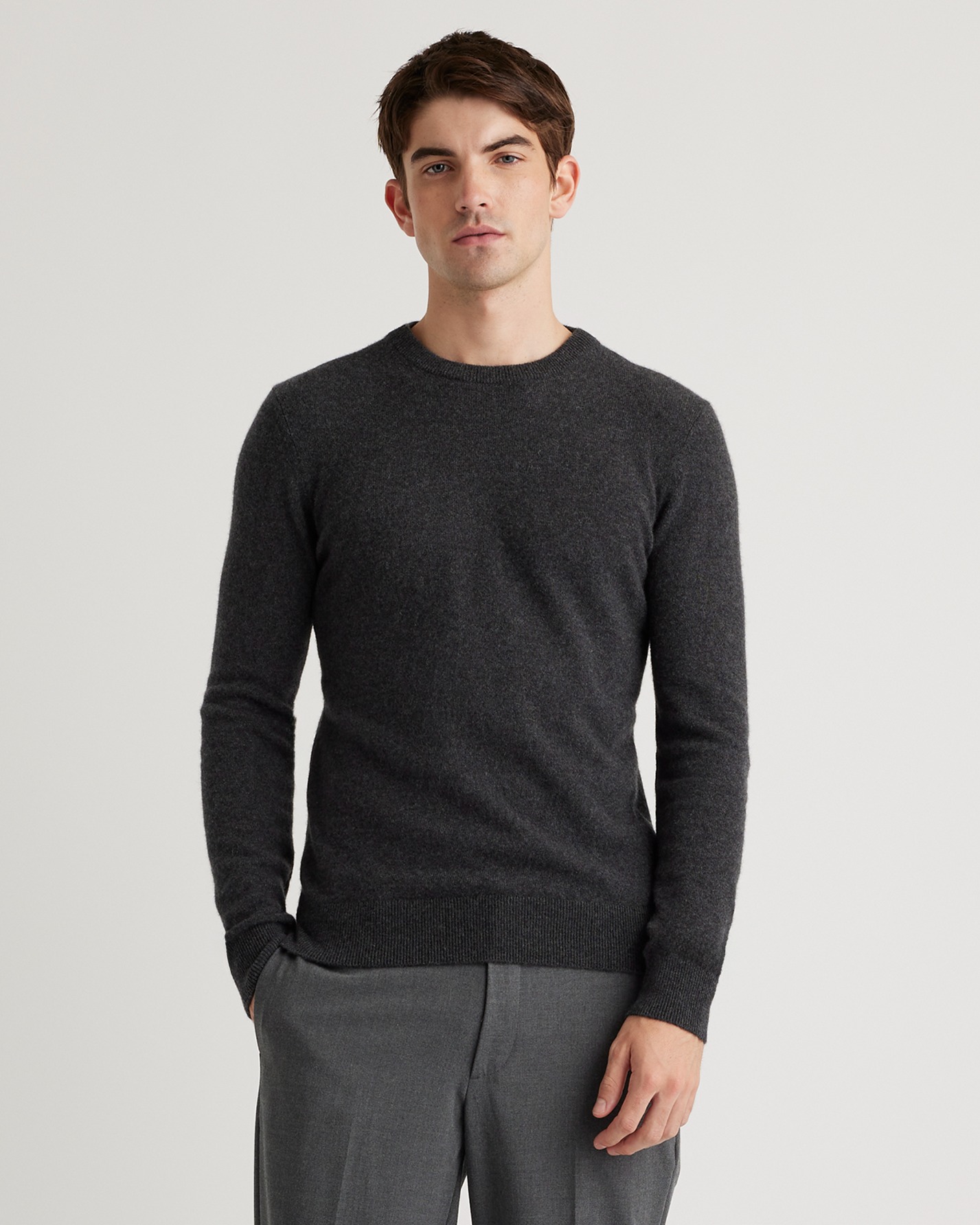 Quince Men's The Cashmere Crewneck Charcoal, 100% Grade A Cashmere Sweater, Size Xxl In Black