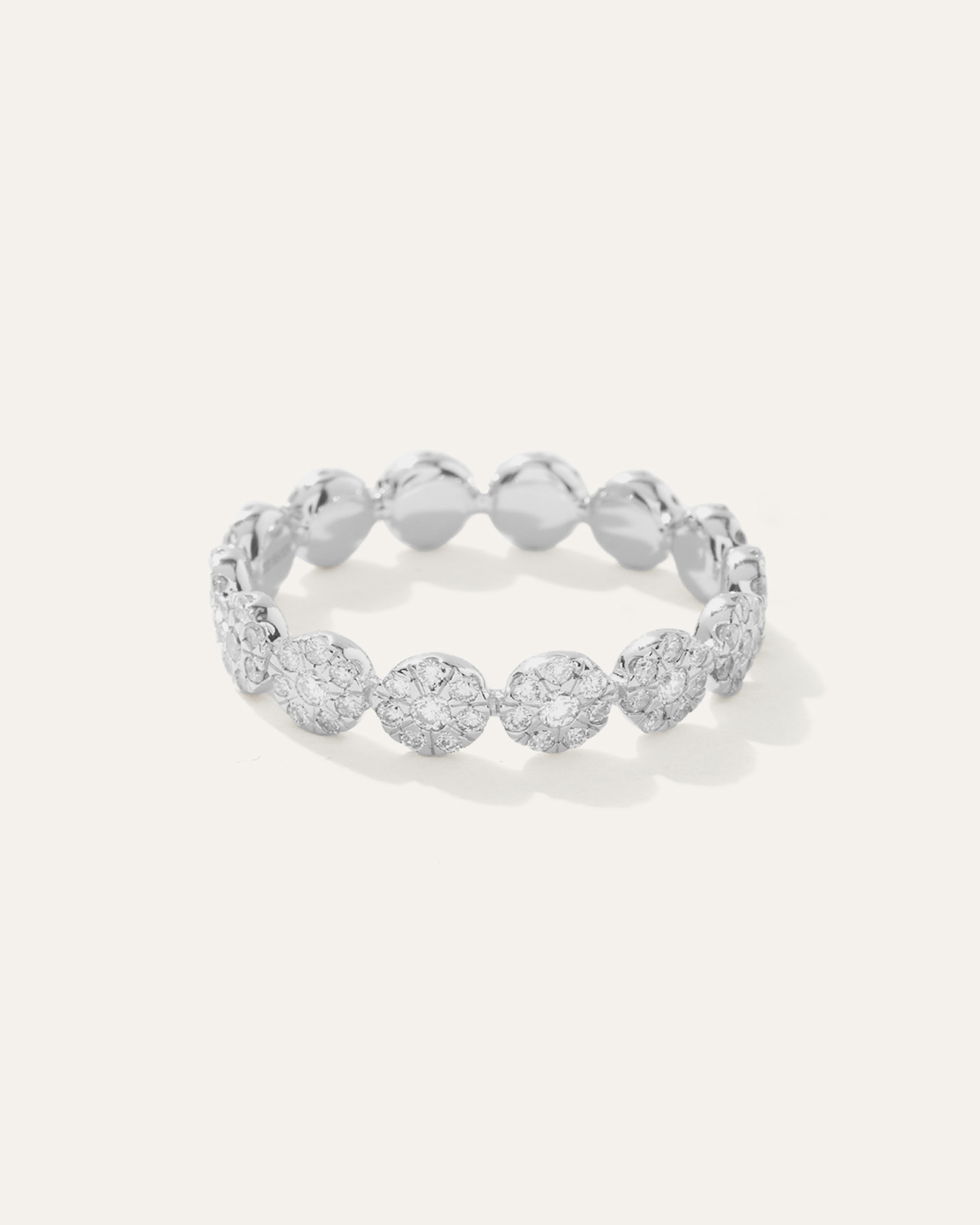 14K Gold Diamond Floral Eternity Band