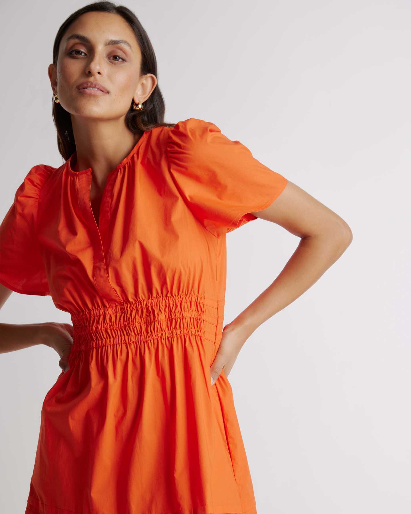 100% Organic Cotton Tiered Maxi Dress - Vermilion Red - 1 - Thumbnail