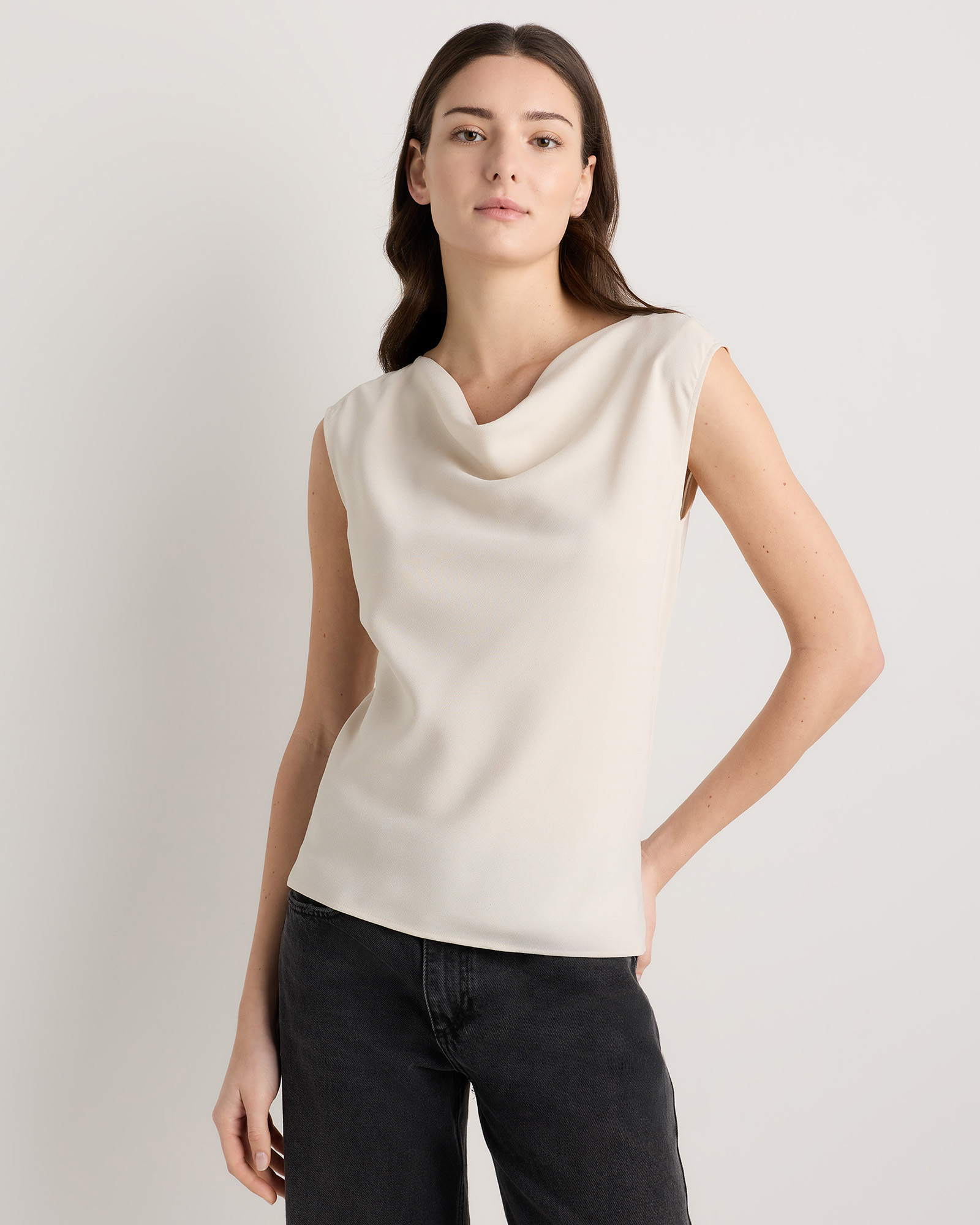 Draped Matte Cowl Neck Tank