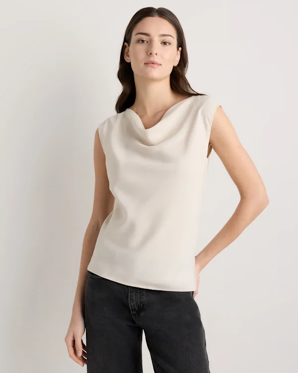Draped Matte Cowl Neck Tank