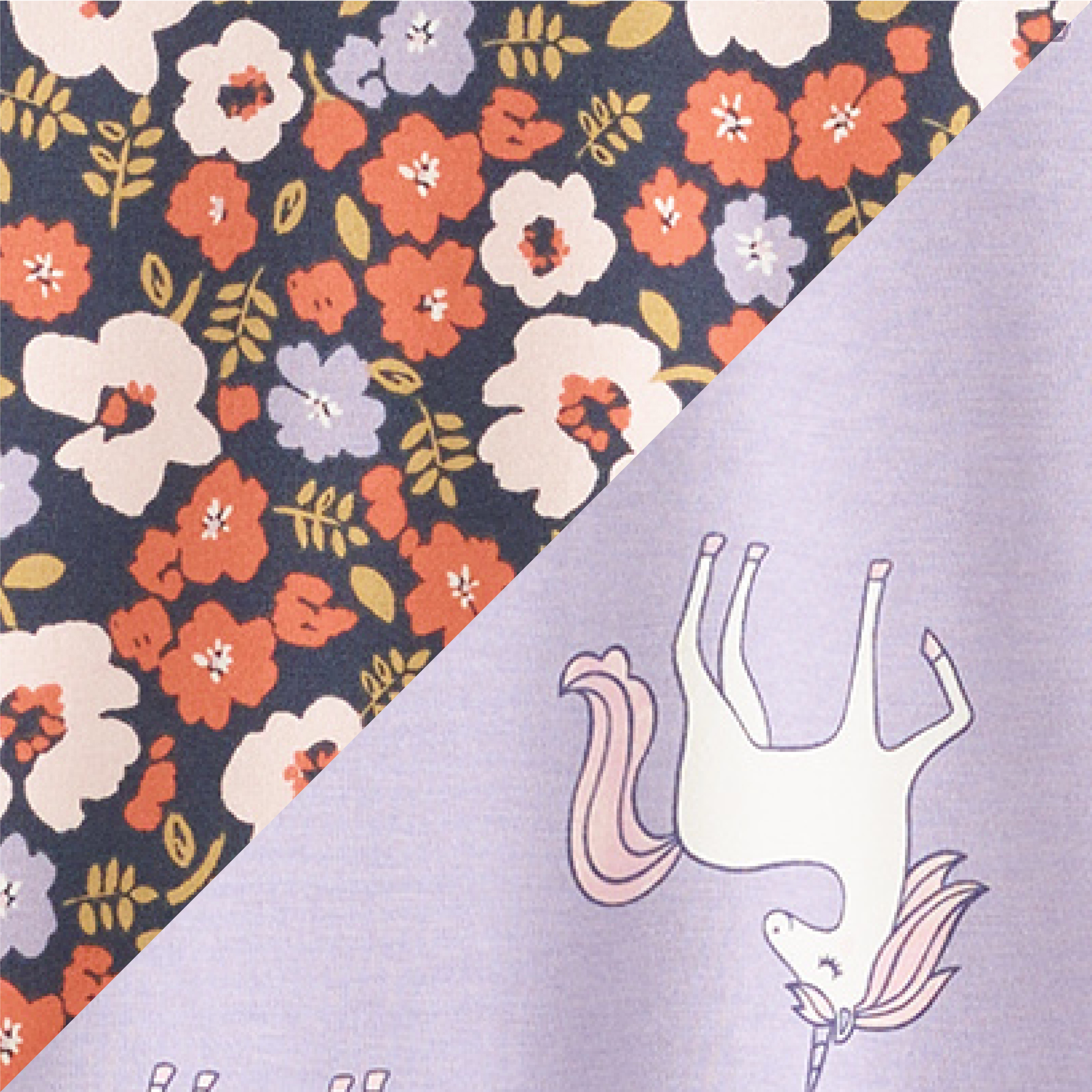 Poppy Floral/Lilac Unicorn