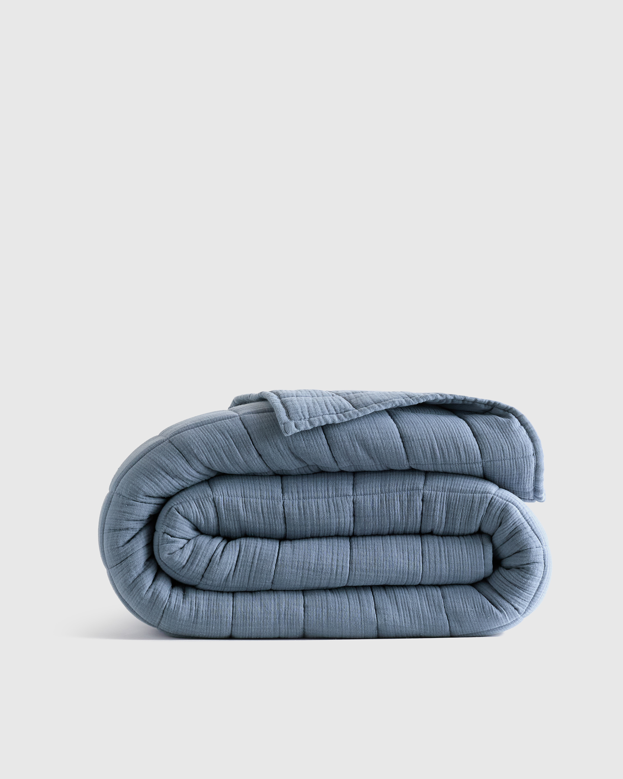 Organic Airy Gauze Box Quilt - Mineral, King/Cal King