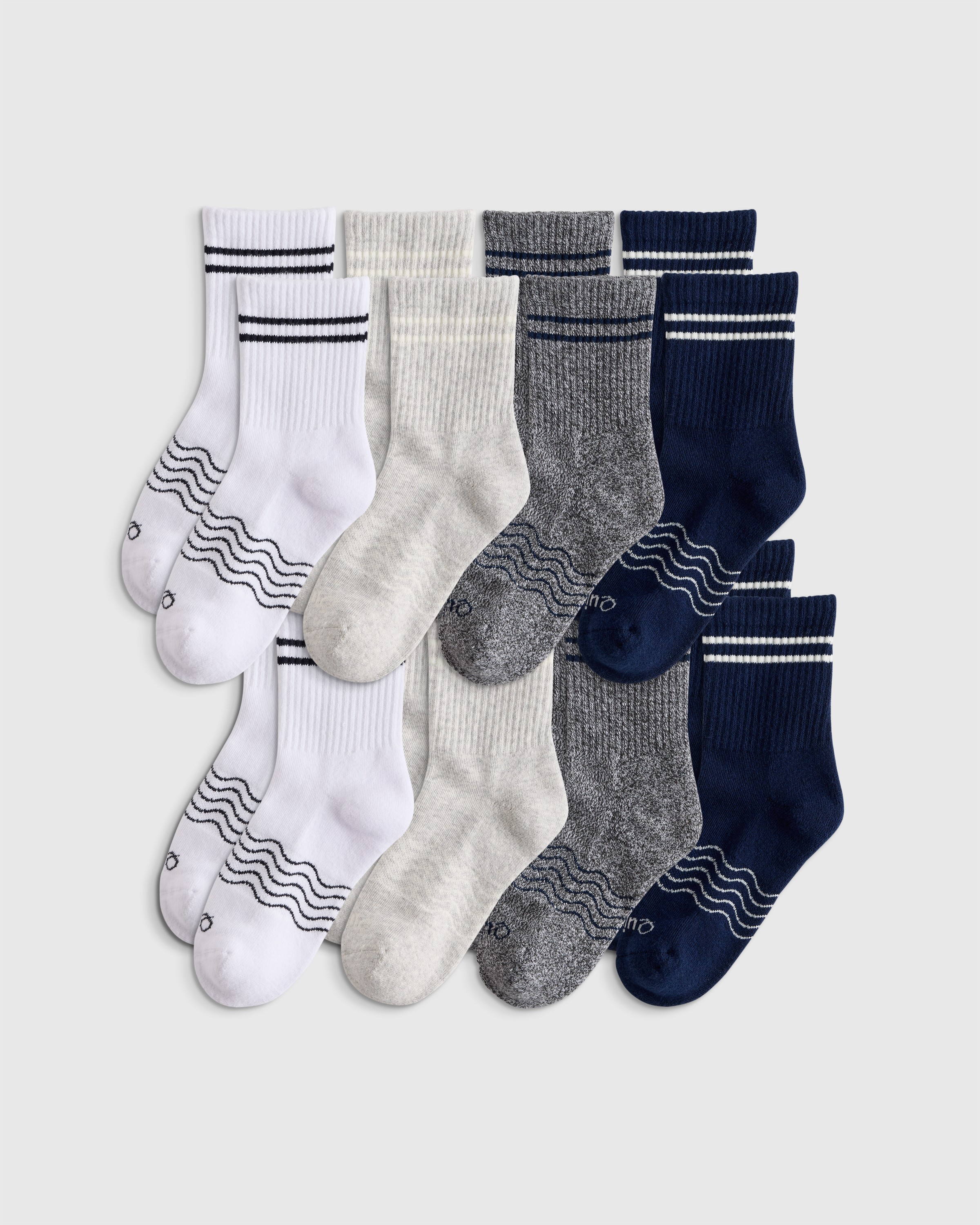 Kids Organic Cotton Quarter Crew Socks 8-Pack