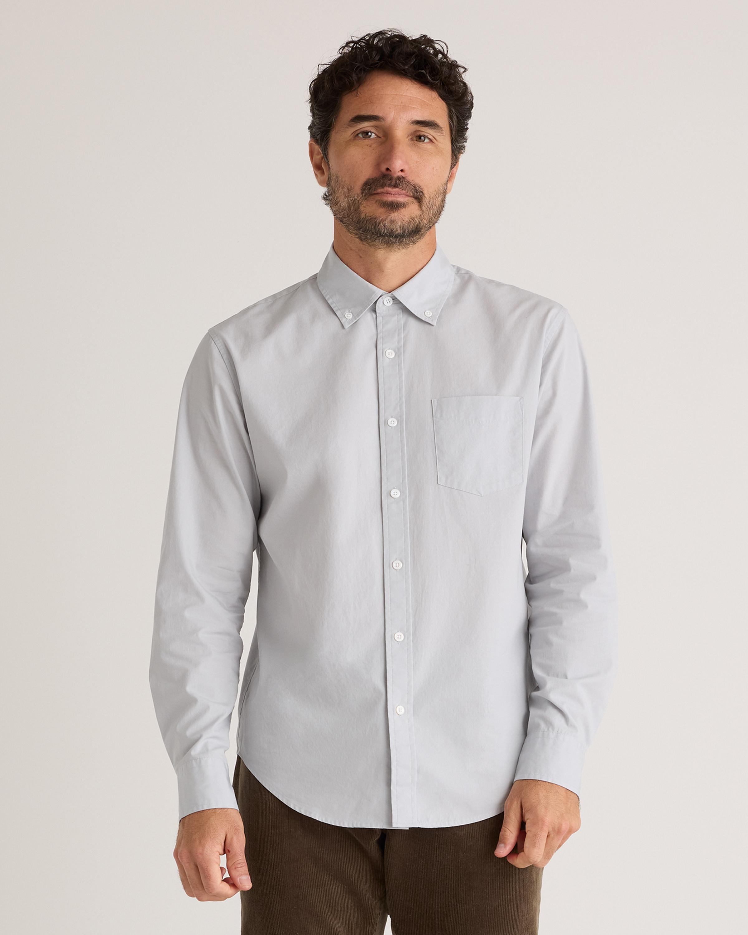 Shop Quince Men's Stretch Poplin Shirt In Light Grey