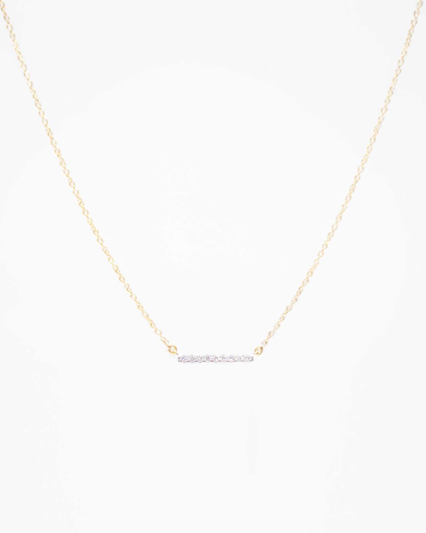 diamond bar necklace in yellow gold 