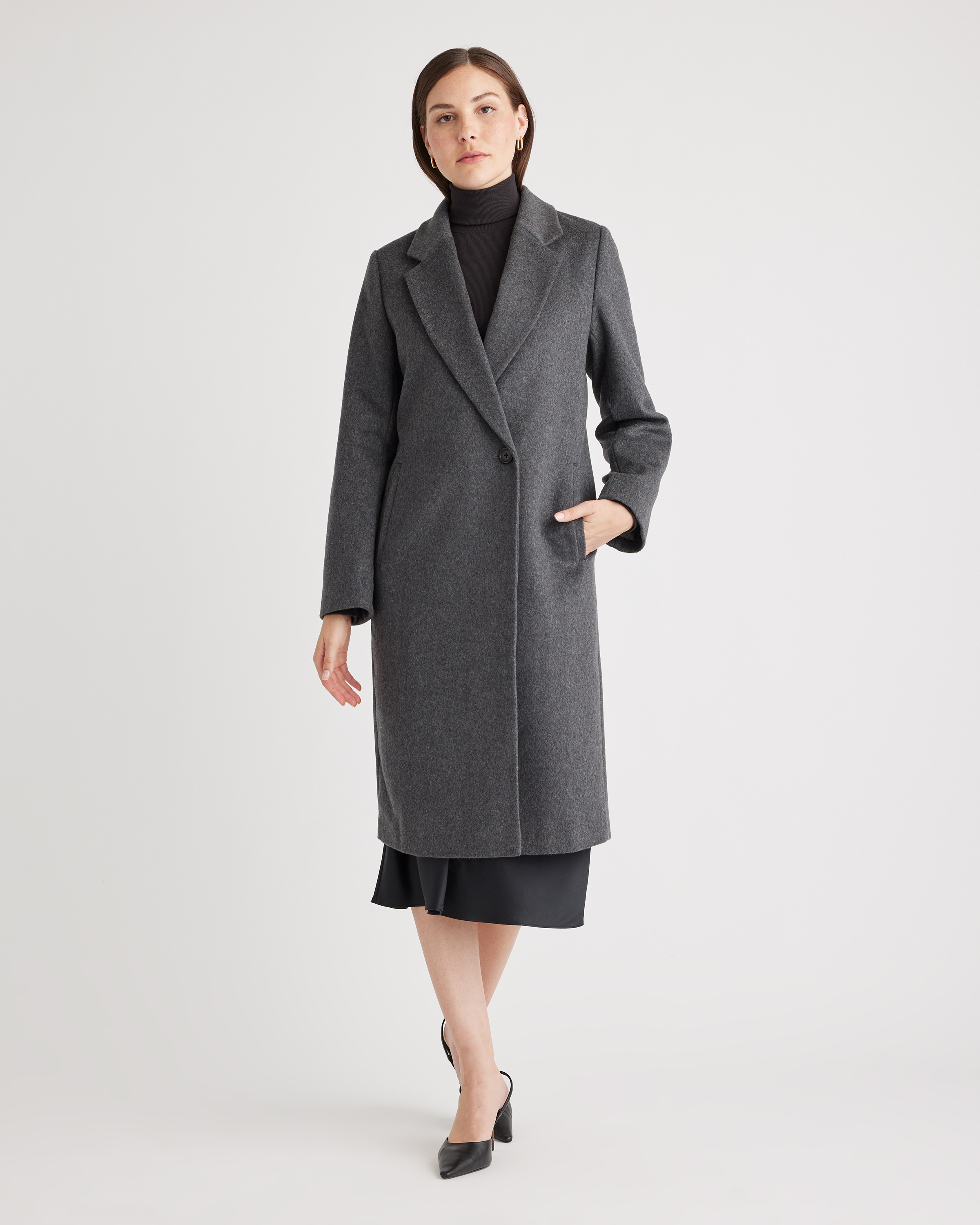Baron Boutique Navy Wool Cashmere Coat Womens Tailored Single Breasted 