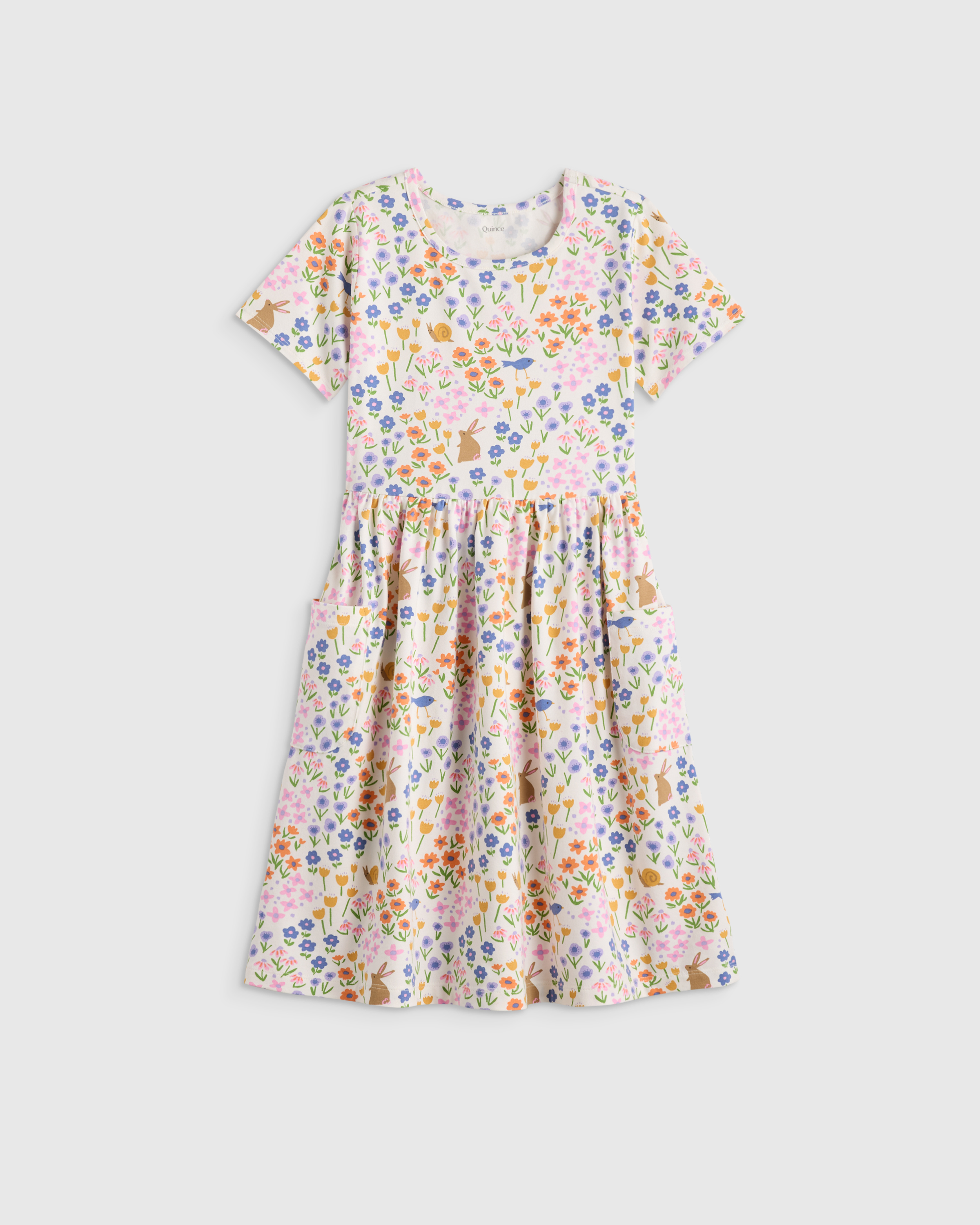 Organic Cotton Fit and Flare Pocket Dress - Kid Girl in Critter Floral