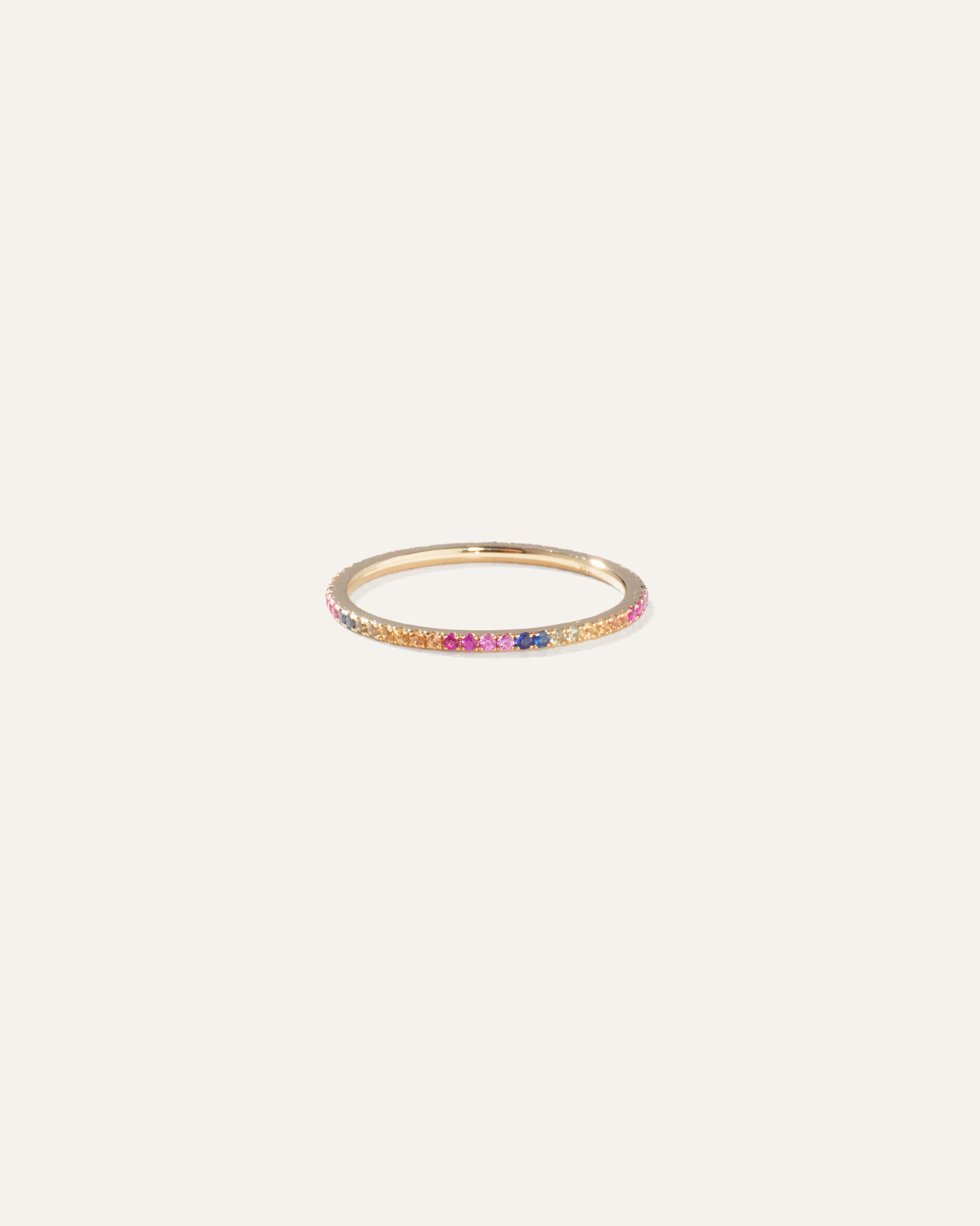 Quince Women's 14k Gold Pave Sapphire Rainbow Band Rings In Yellow Gold