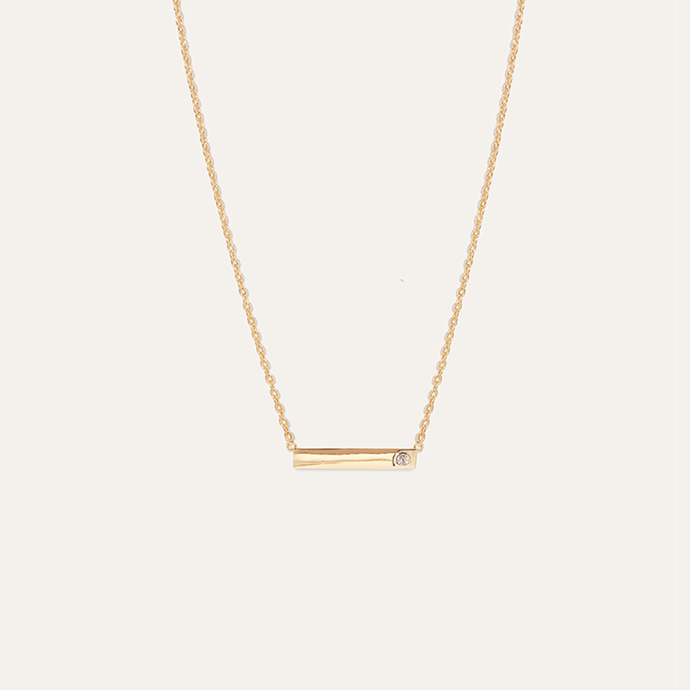 Quince Women's White Sapphire Bar Necklace In Gold