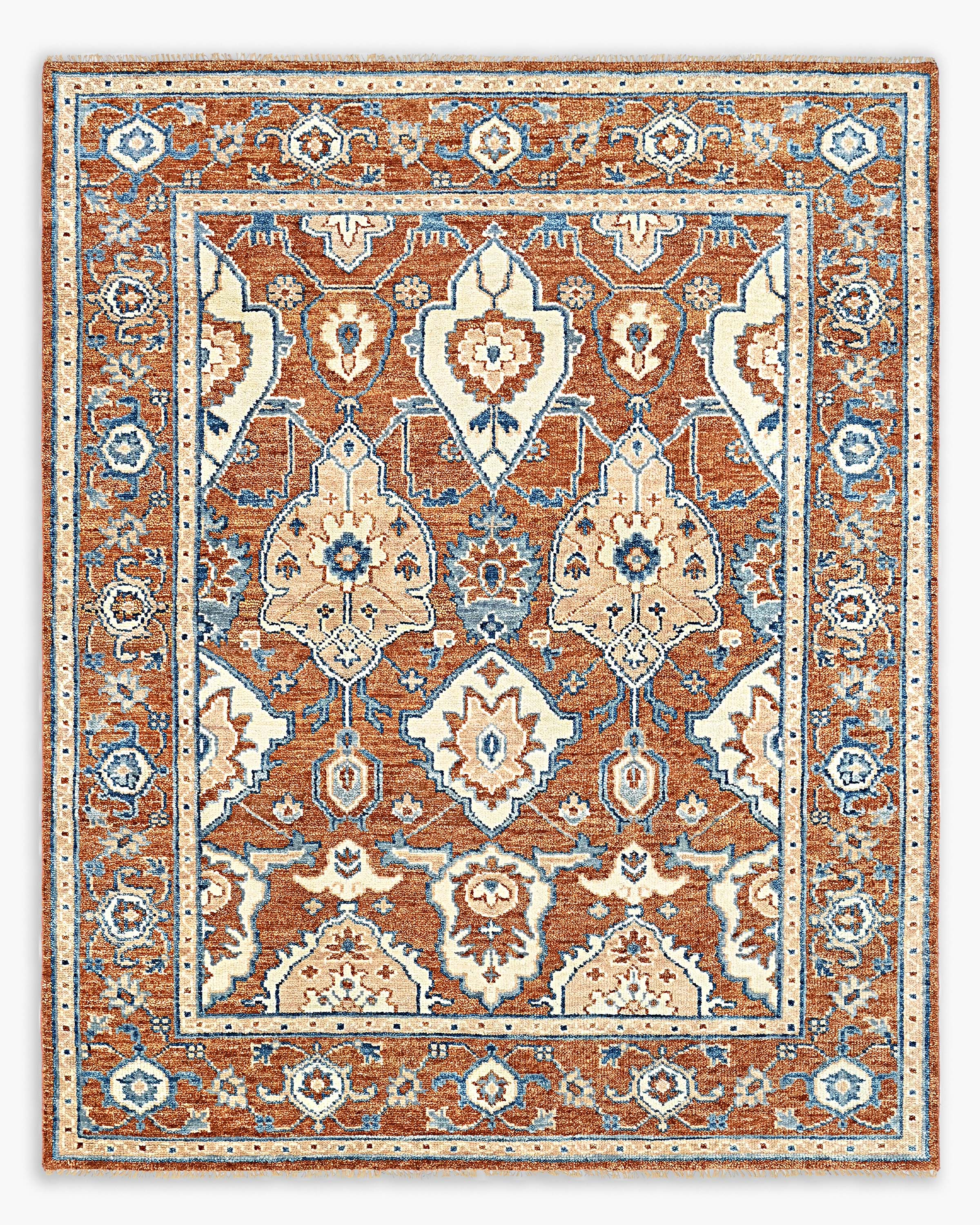 Quince Calypso Hand-knotted Wool Rug In Rust