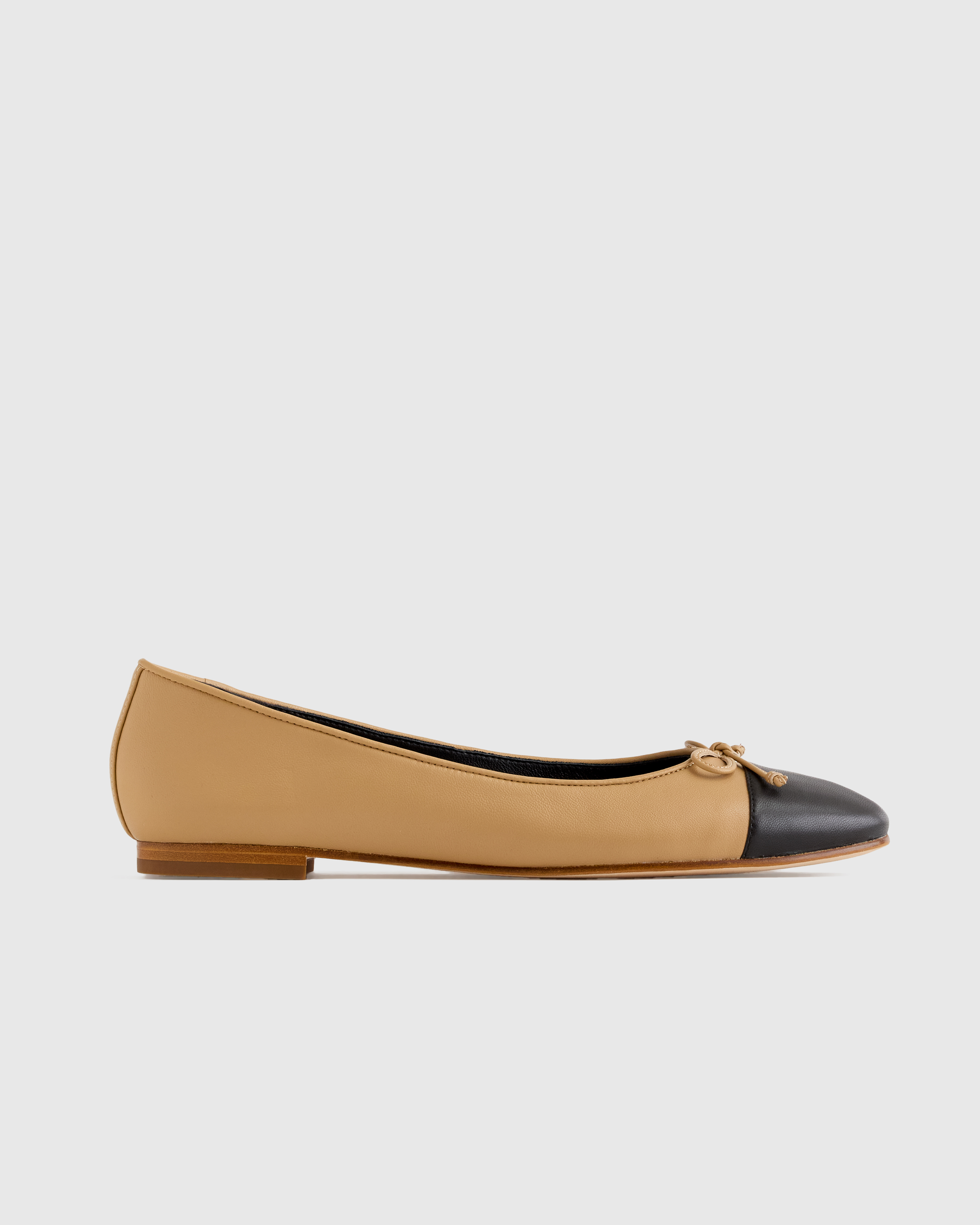 Italian Leather Cap-Toe Ballet Flat