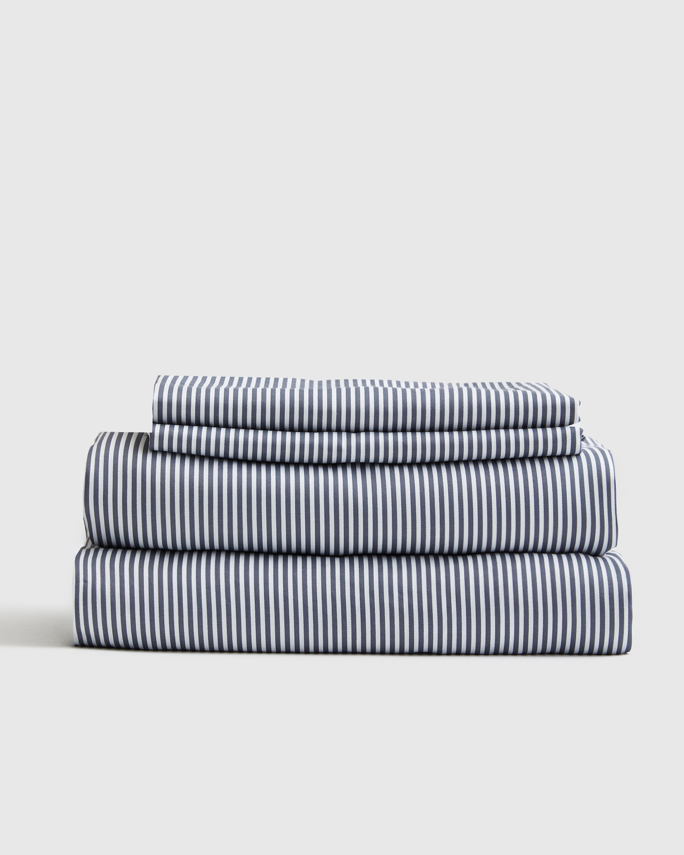 Quince Classic Organic Percale Sheet Set In Oxford Stripe