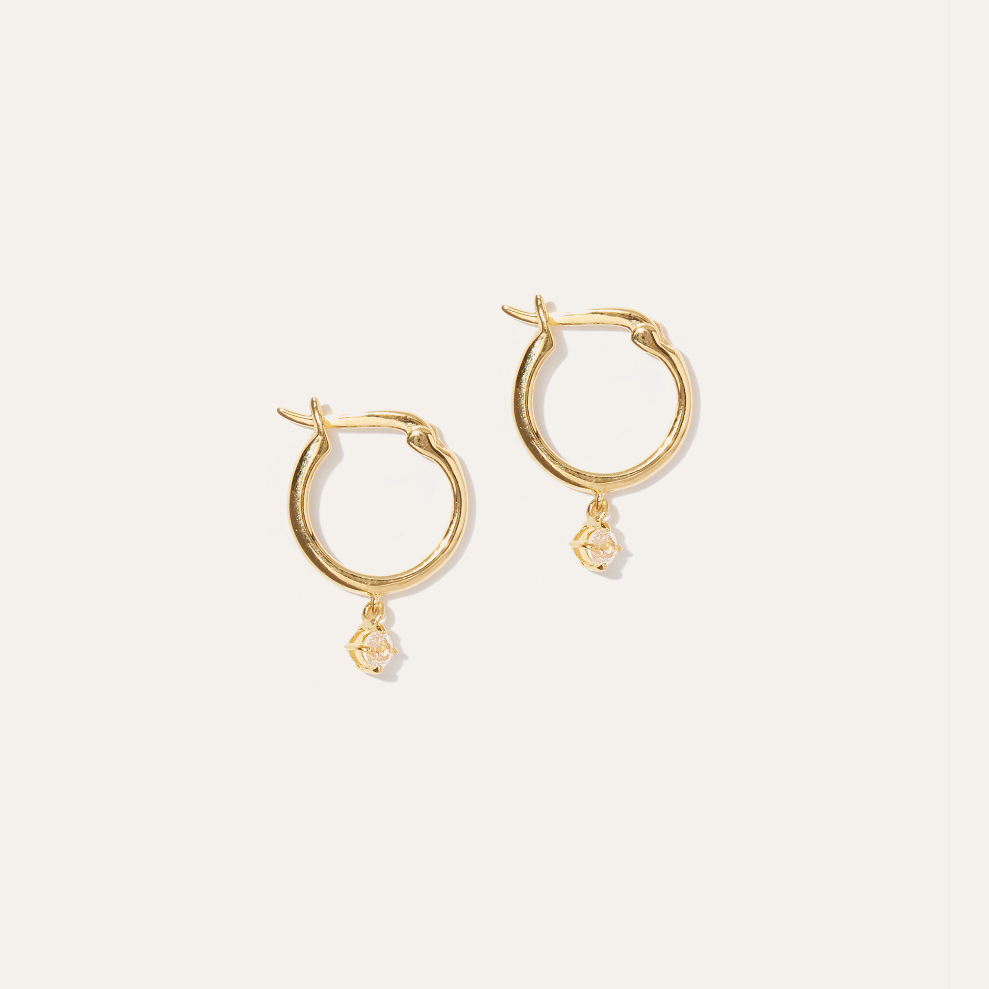 Quince Women's White Sapphire Drop Hoop Earrings In Gold