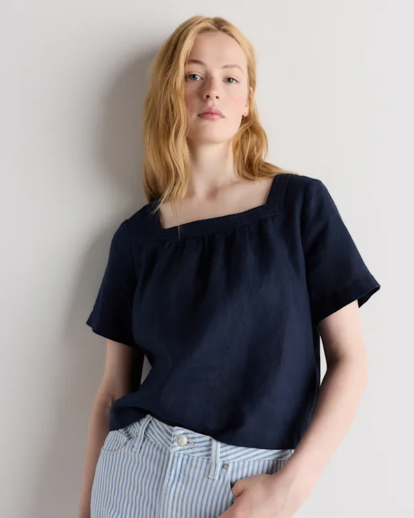 100% European Linen Square Neck Swing Top