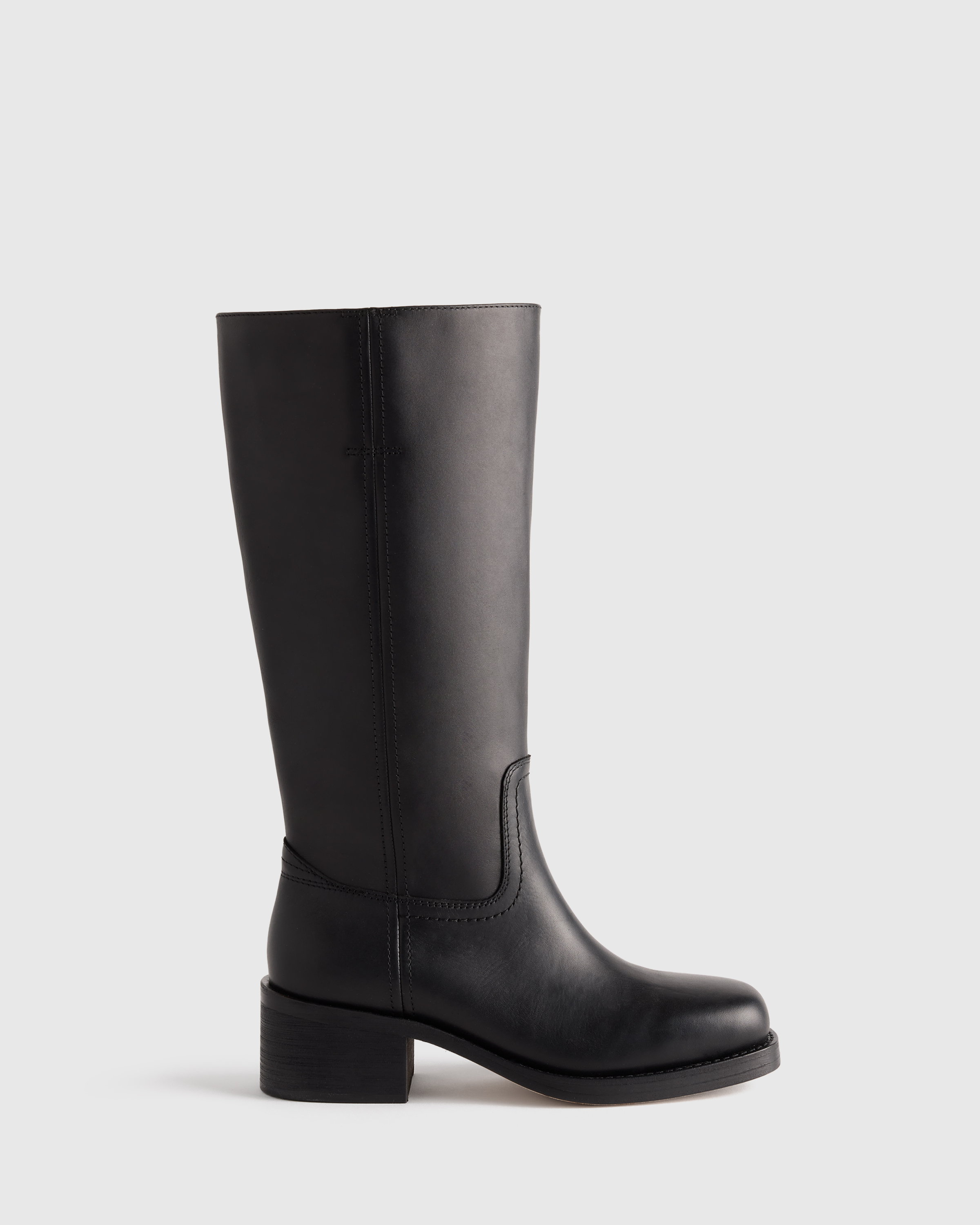 Italian Leather Block Heel Boot