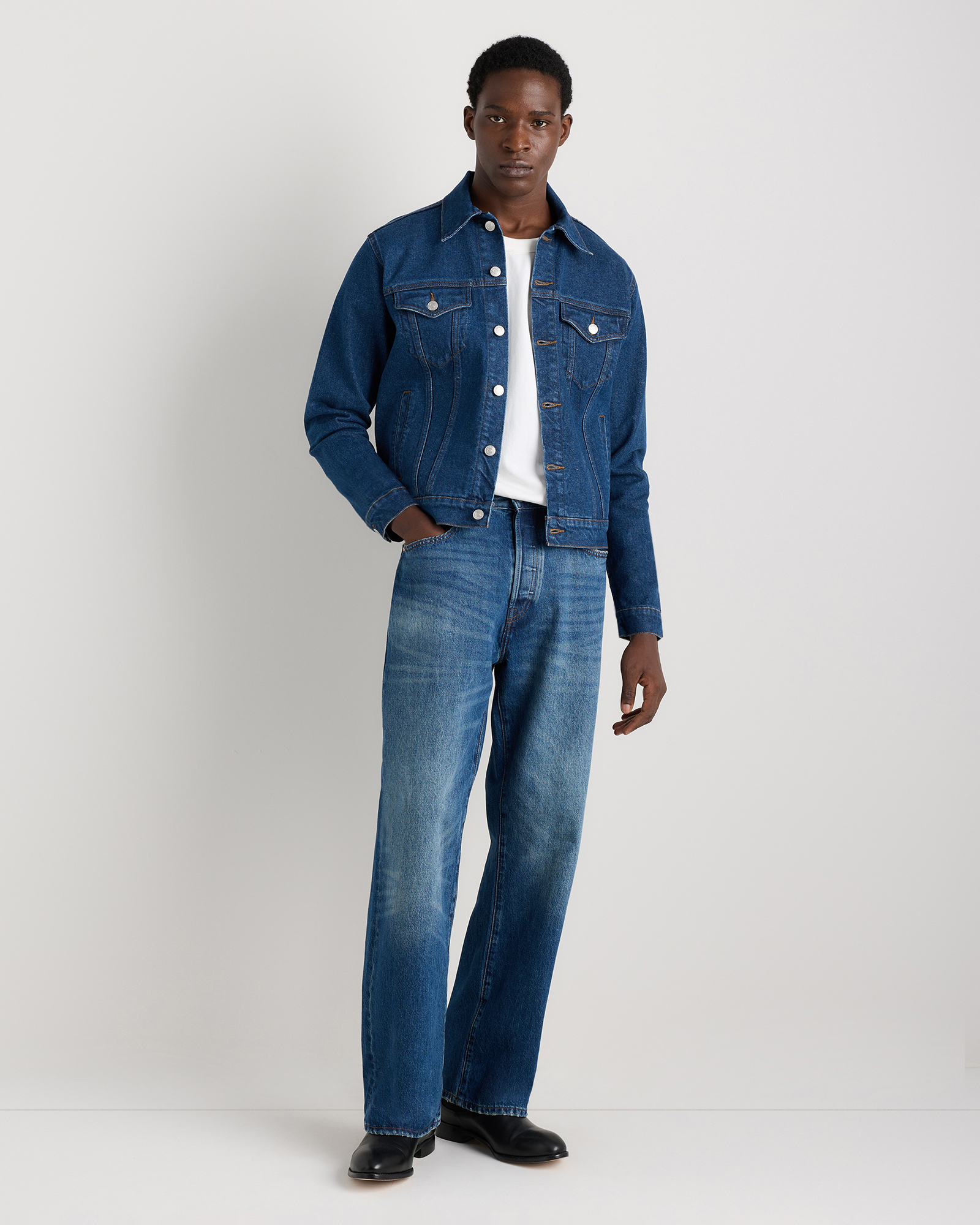 Men's 100% Organic Cotton Denim Jacket in Dark Indigo