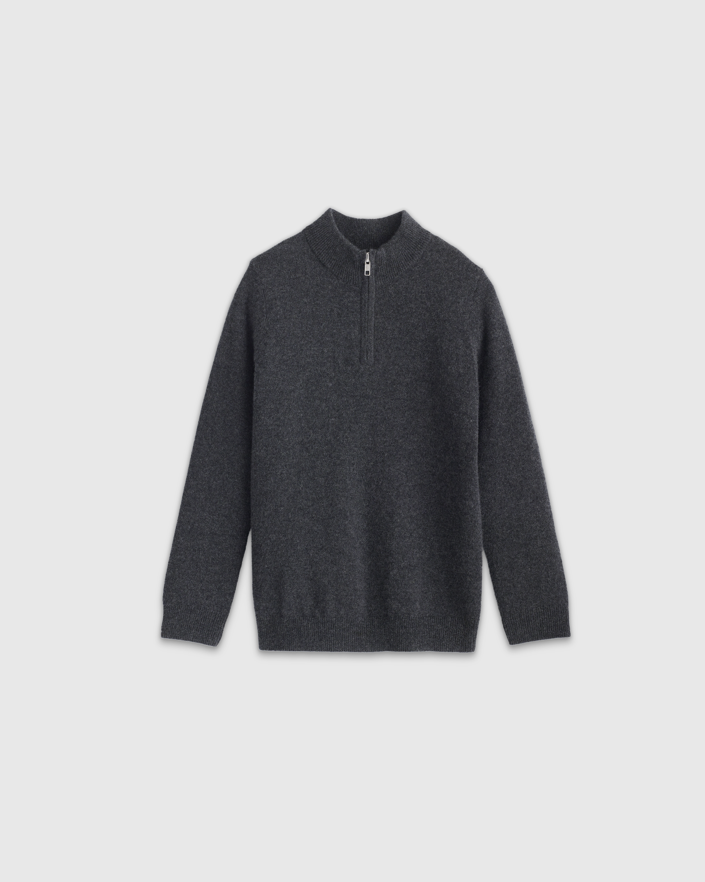 Shop Quince Washable Cashmere Quarter Zip Sweater In Charcoal