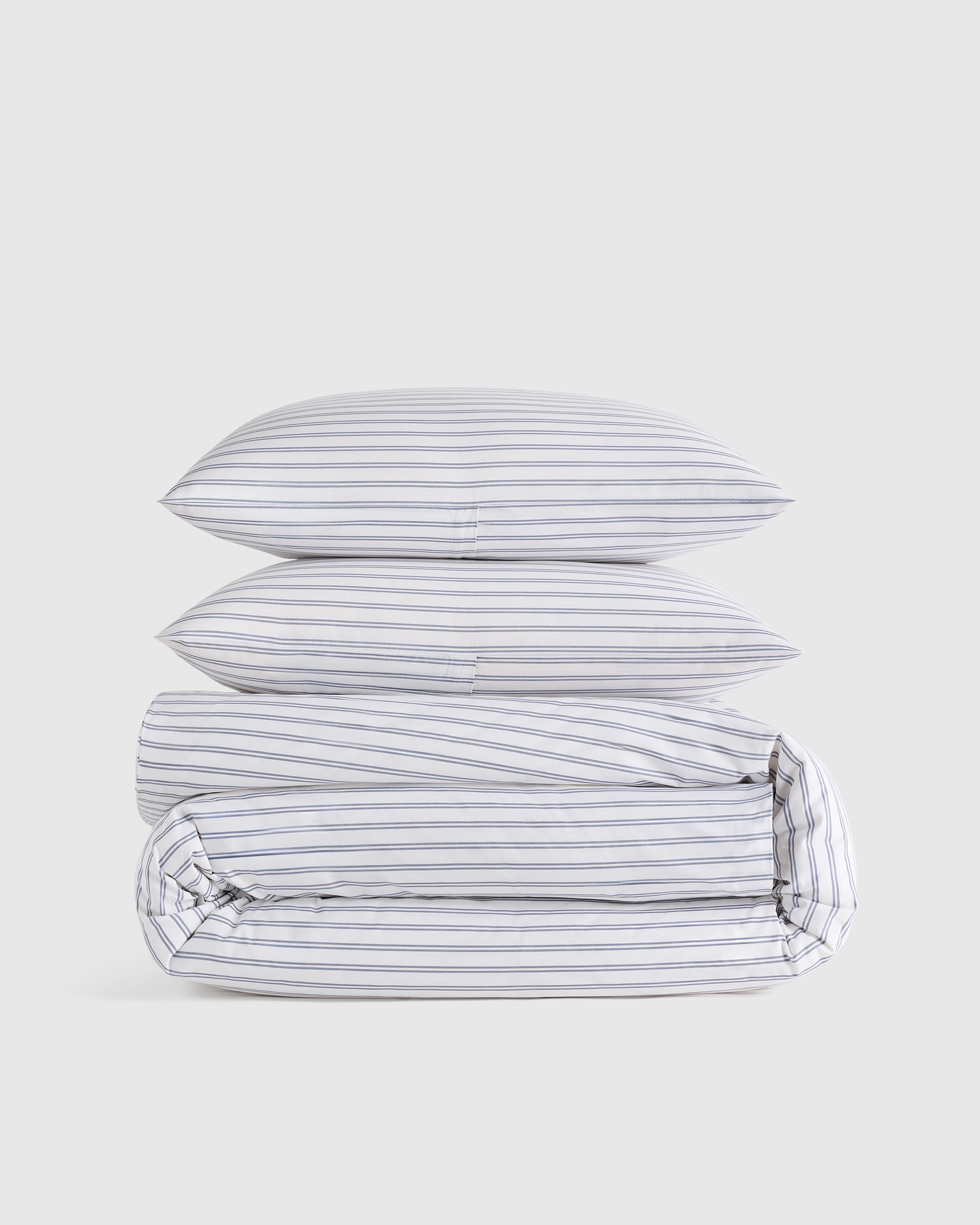 Classic Organic Percale Double Stripe Duvet Cover Set