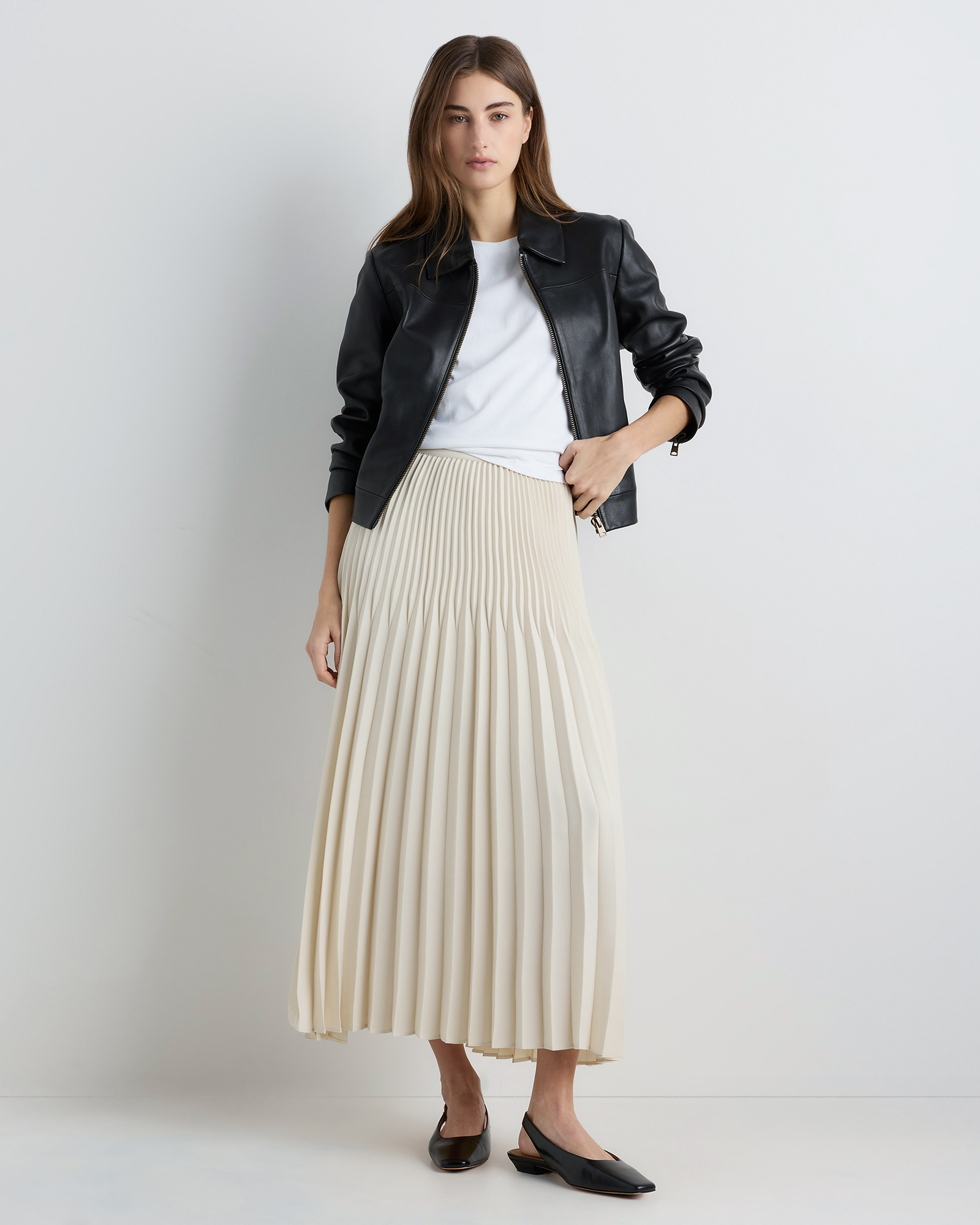 Pleated Matte Midi Skirt 2