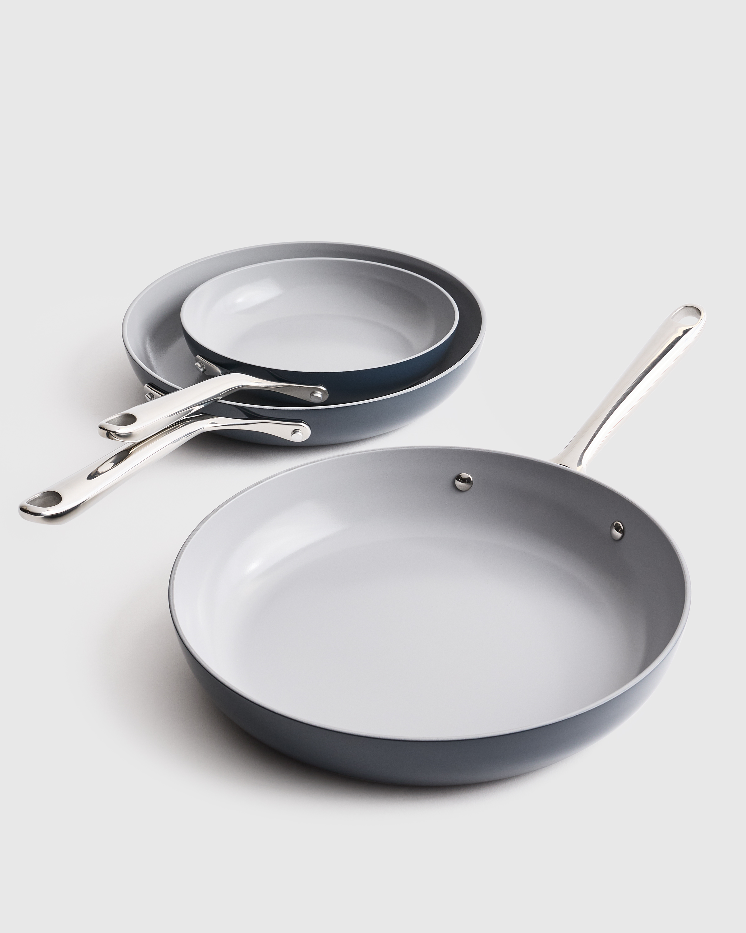 Ceramic Nonstick Frying Pan Set: 8", 10" & 12"