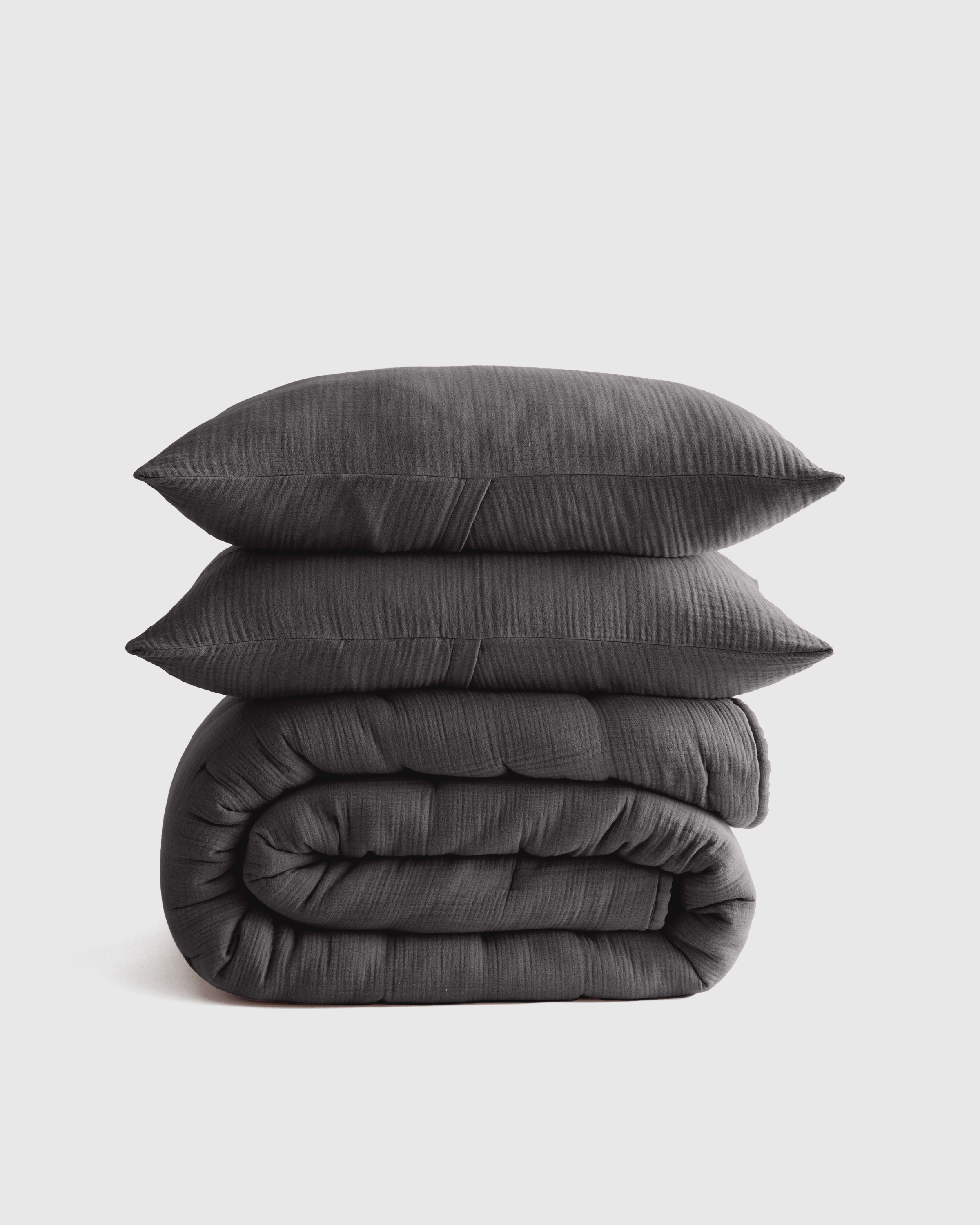 Organic Airy Gauze Dream Quilt Set in Charcoal, King